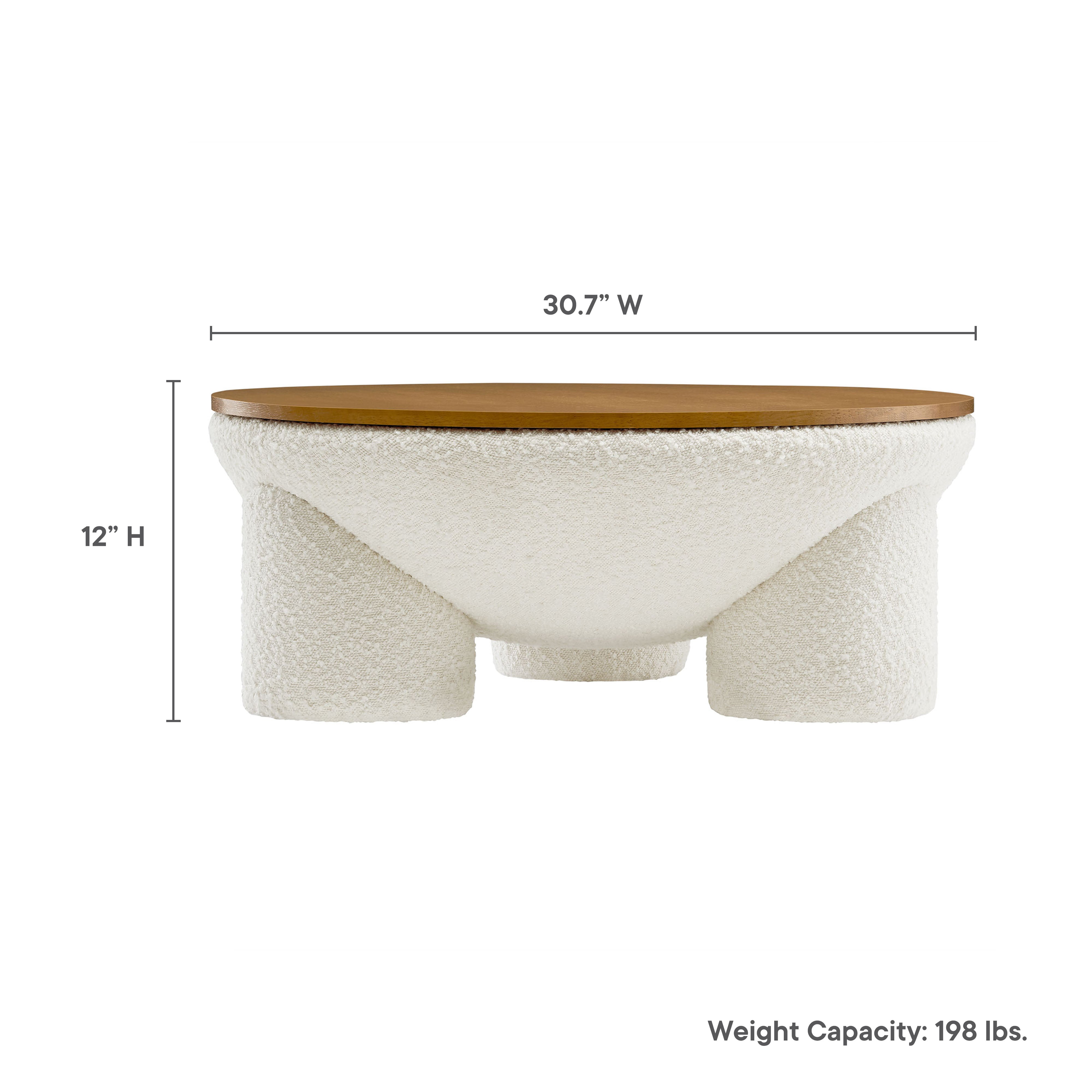 Tridome Round Boucle Upholstered Storage Coffee Table
