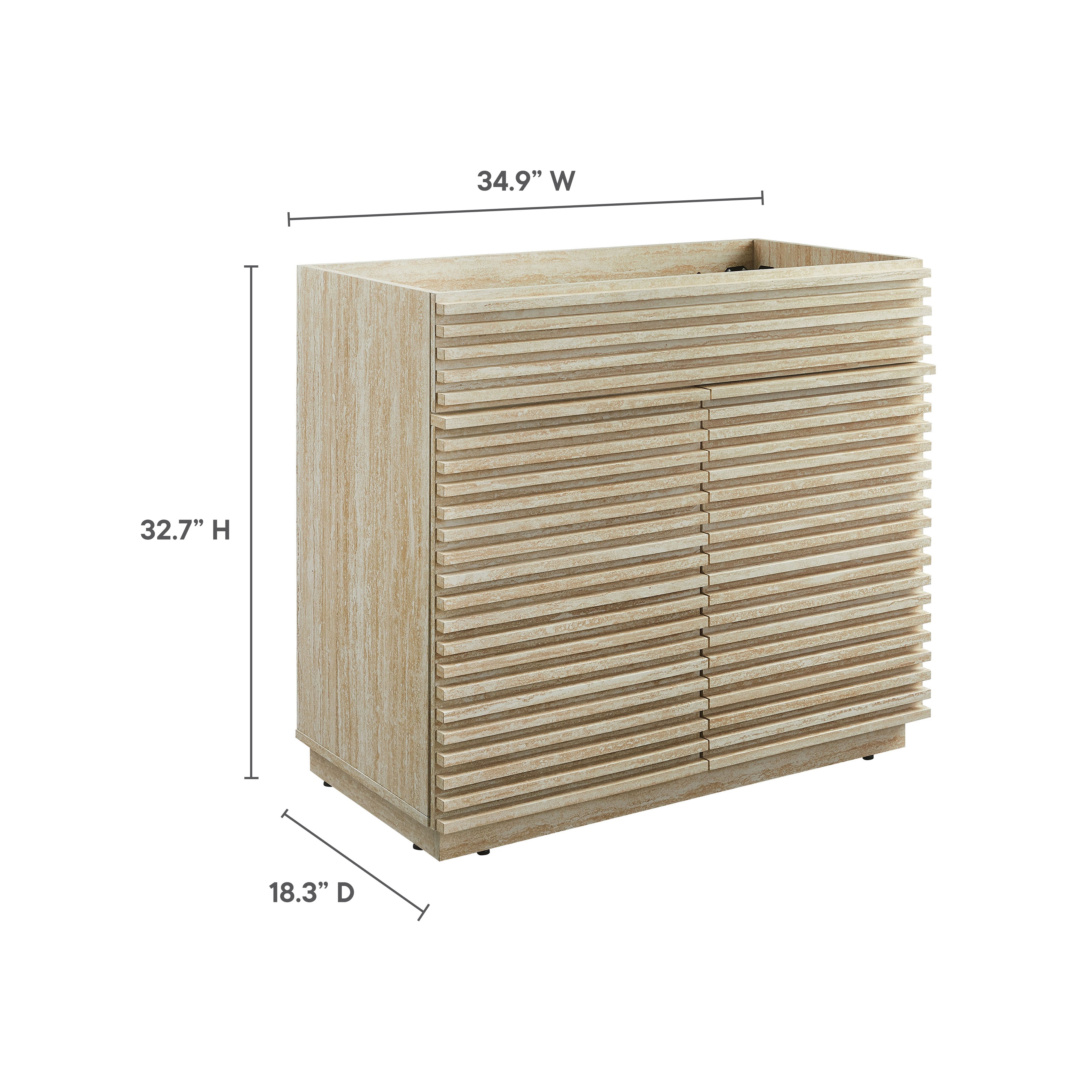 Render 36" Faux Travertine Bathroom Vanity Cabinet (Sink Not Included) by Modway