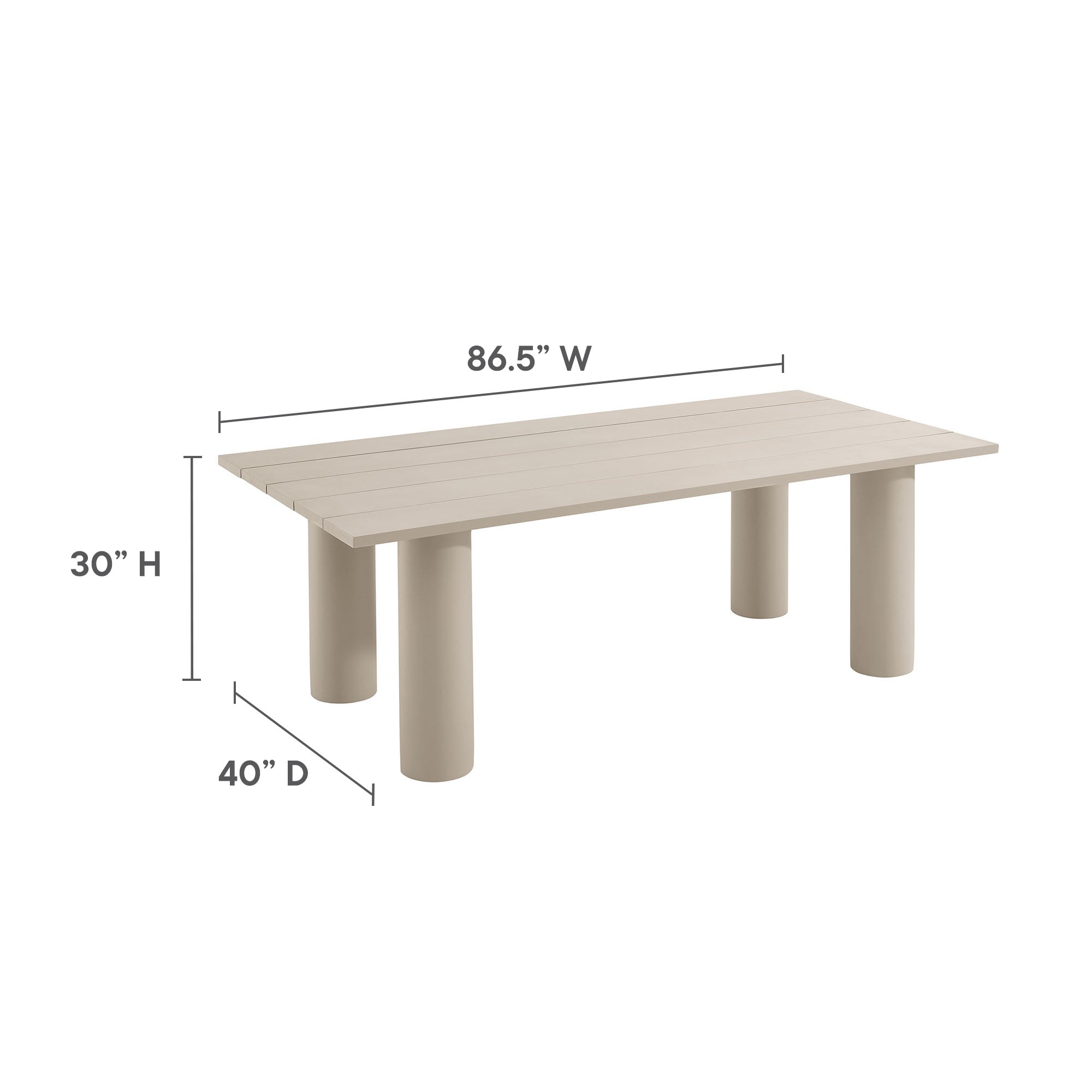 Nautica Outdoor Patio 87" Rectangular Aluminum Dining Table by Modway