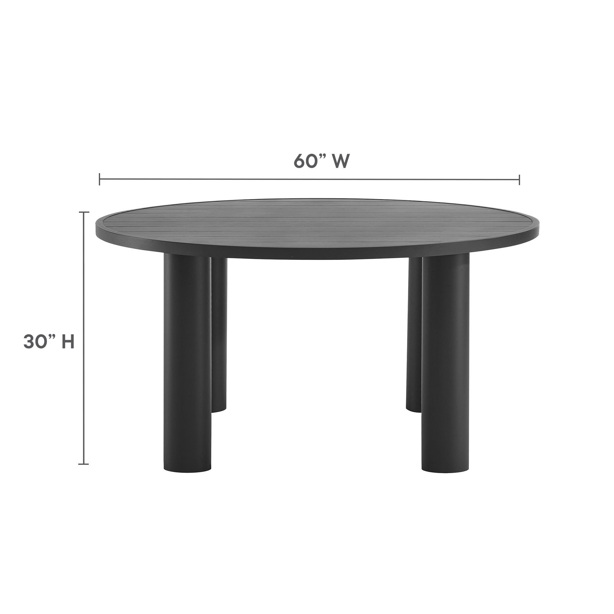 Nautica Outdoor Patio 60" Round Aluminum Dining Table by Modway