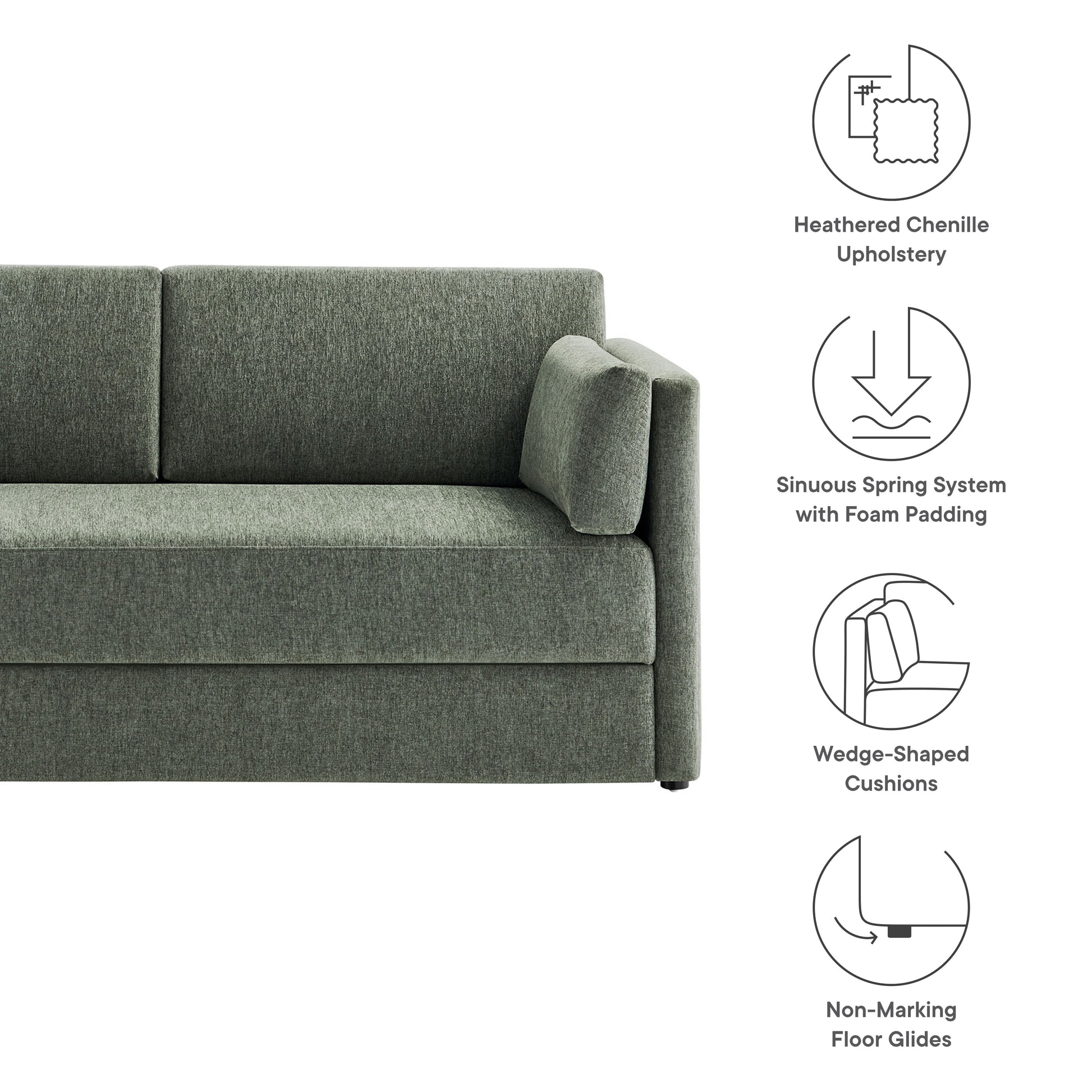 Linden Upholstered Heathered Chenille Sofa by Modway - Best Buy Furniture