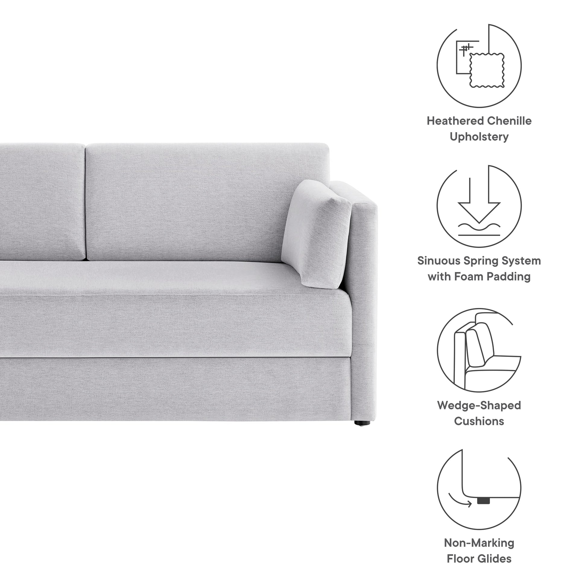 Linden Upholstered Heathered Chenille Sofa by Modway - Best Buy Furniture