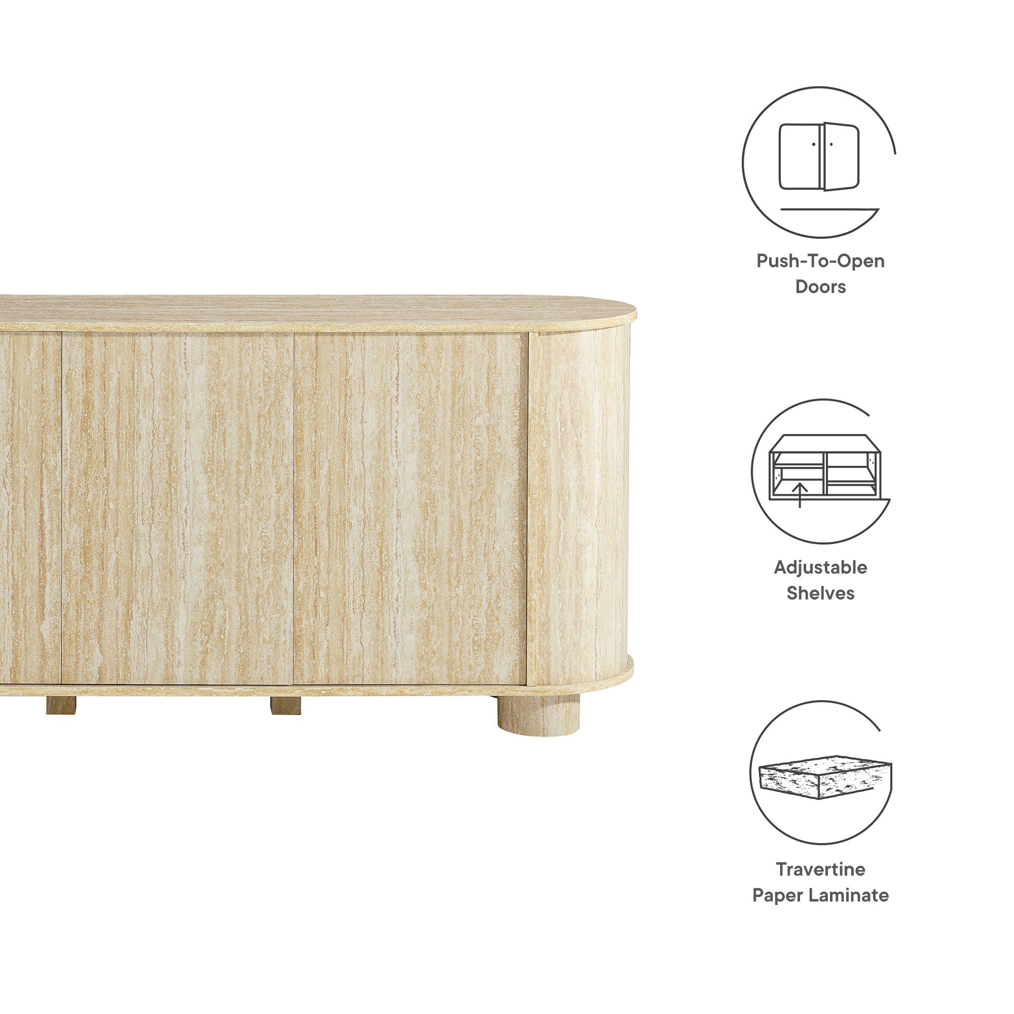 Overture 63� Oval Faux Travertine Sideboard by Modway - Best Buy Furniture