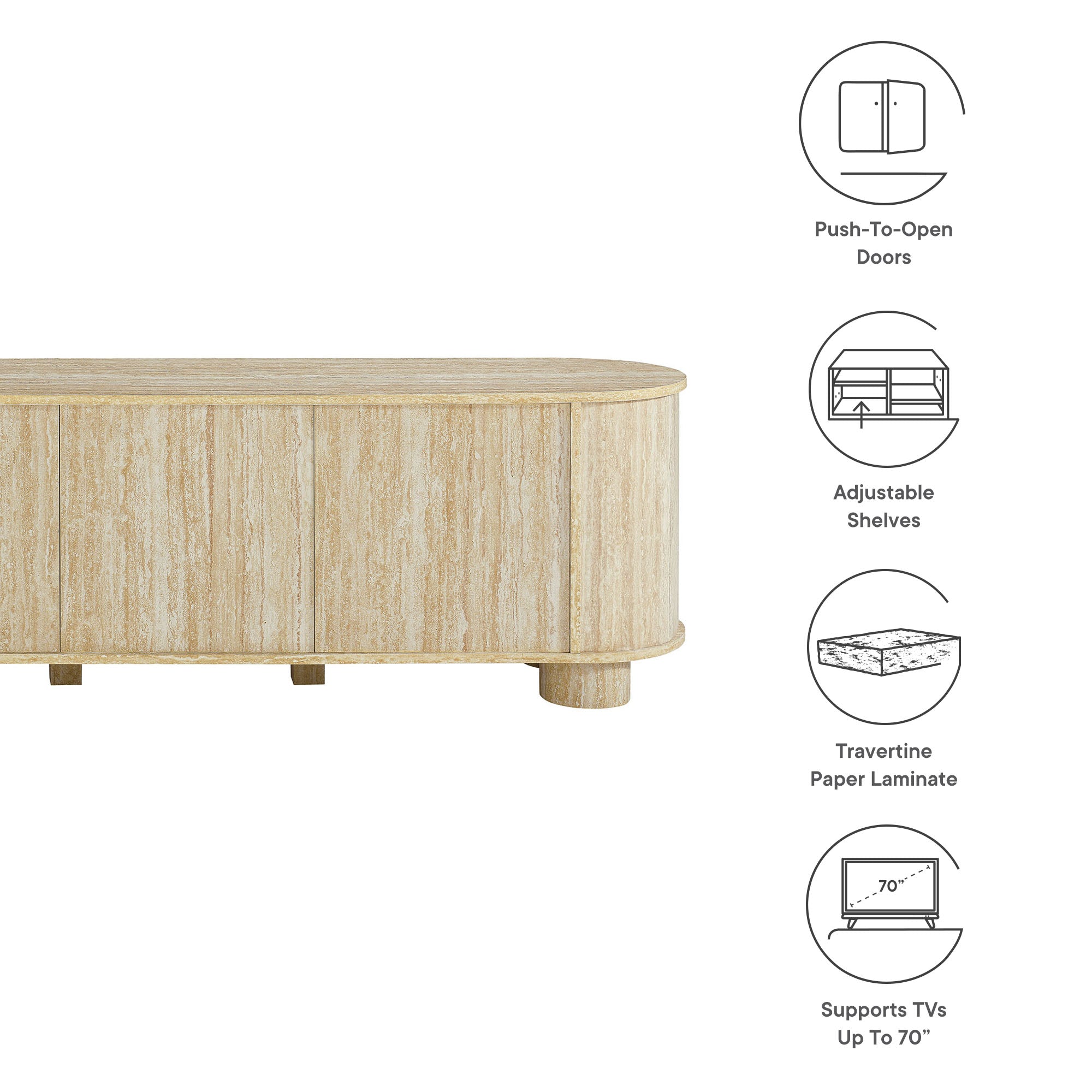 Overture 63� Oval Faux Travertine TV Stand by Modway - Best Buy Furniture