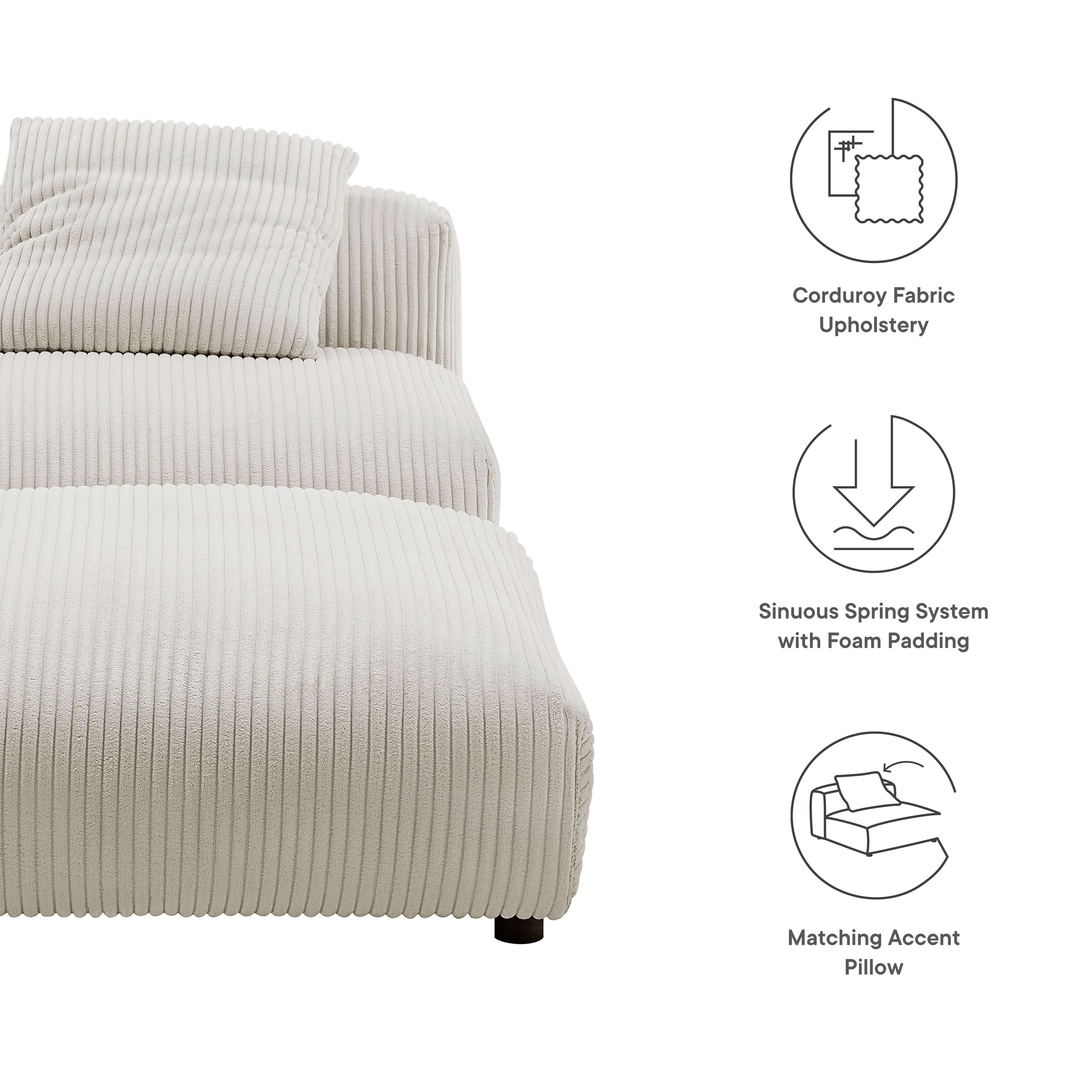 Solace Modular Corduroy Upholstered Armless Chair and Ottoman Set by Modway - Best Buy Furniture