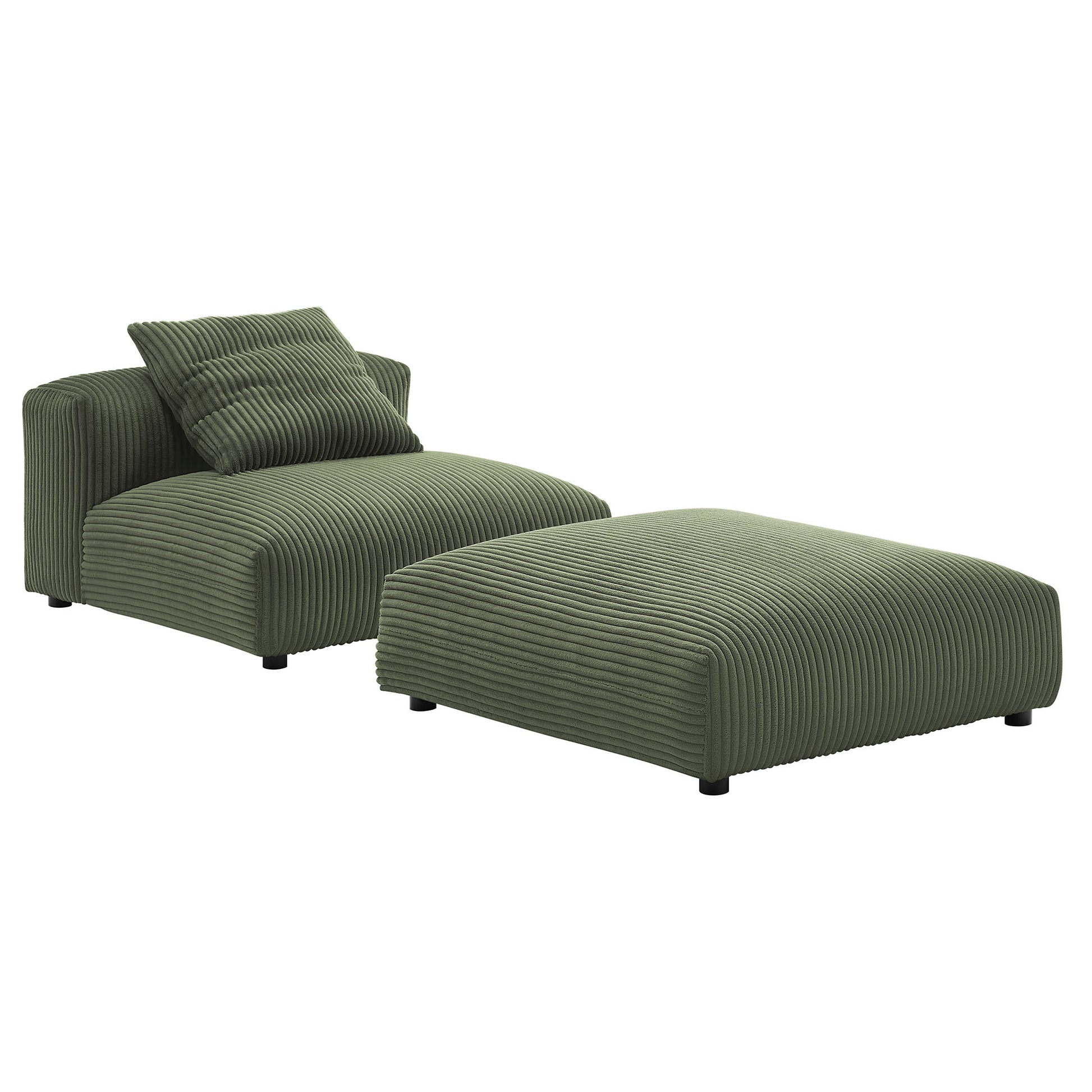 Solace Modular Corduroy Upholstered Armless Chair and Ottoman Set by Modway - Best Buy Furniture