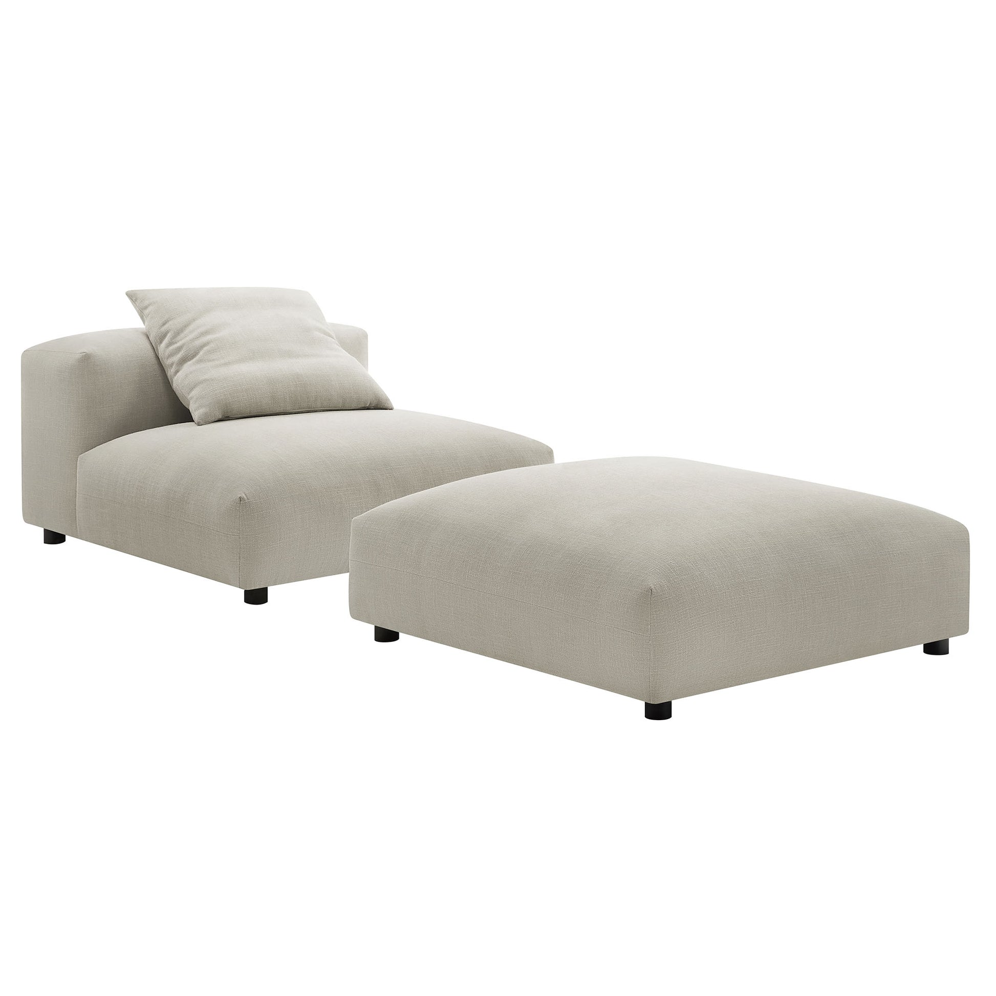Solace Modular Upholstered Fabric Armless Chair and Ottoman Set by Modway - Best Buy Furniture
