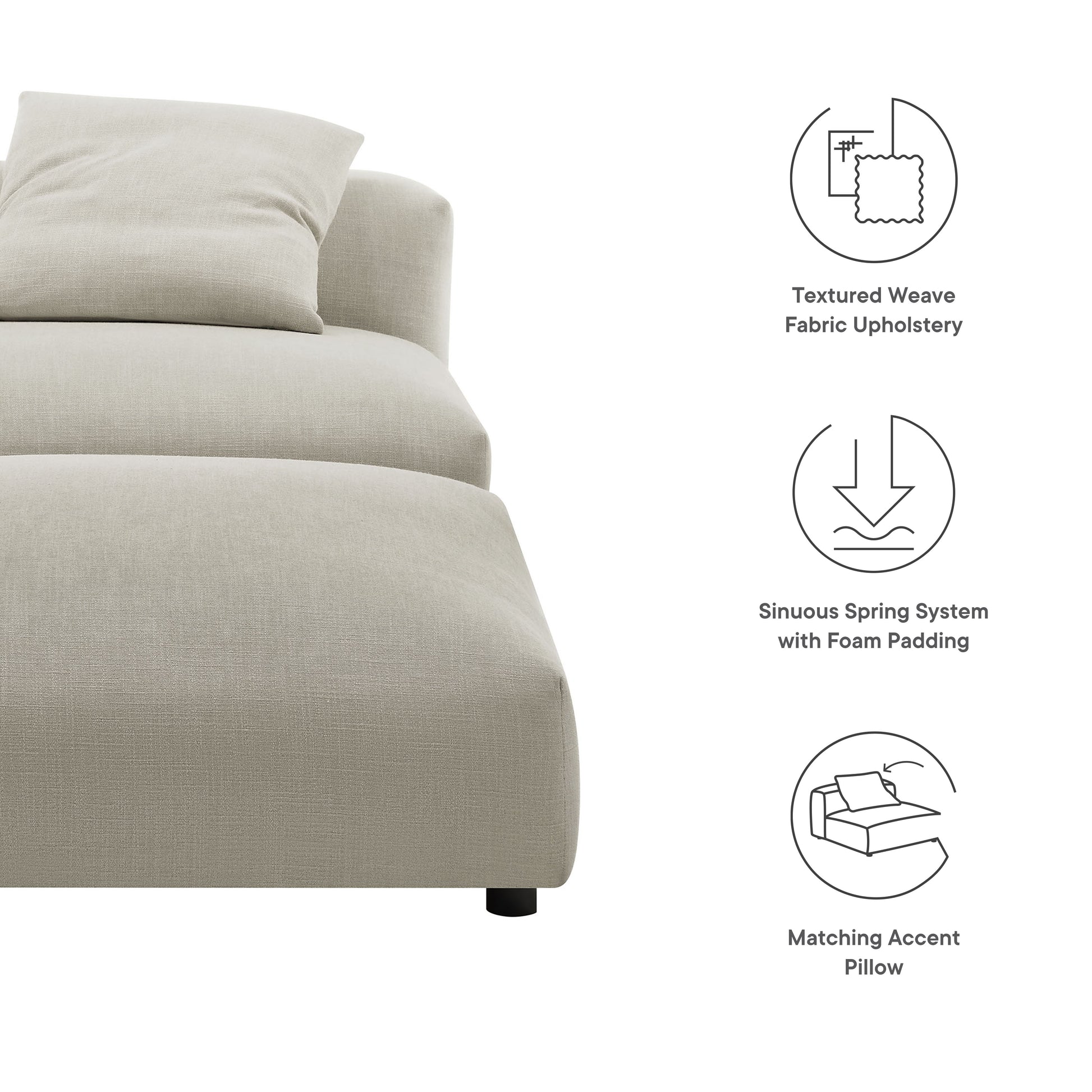 Solace Modular Upholstered Fabric Armless Chair and Ottoman Set by Modway - Best Buy Furniture