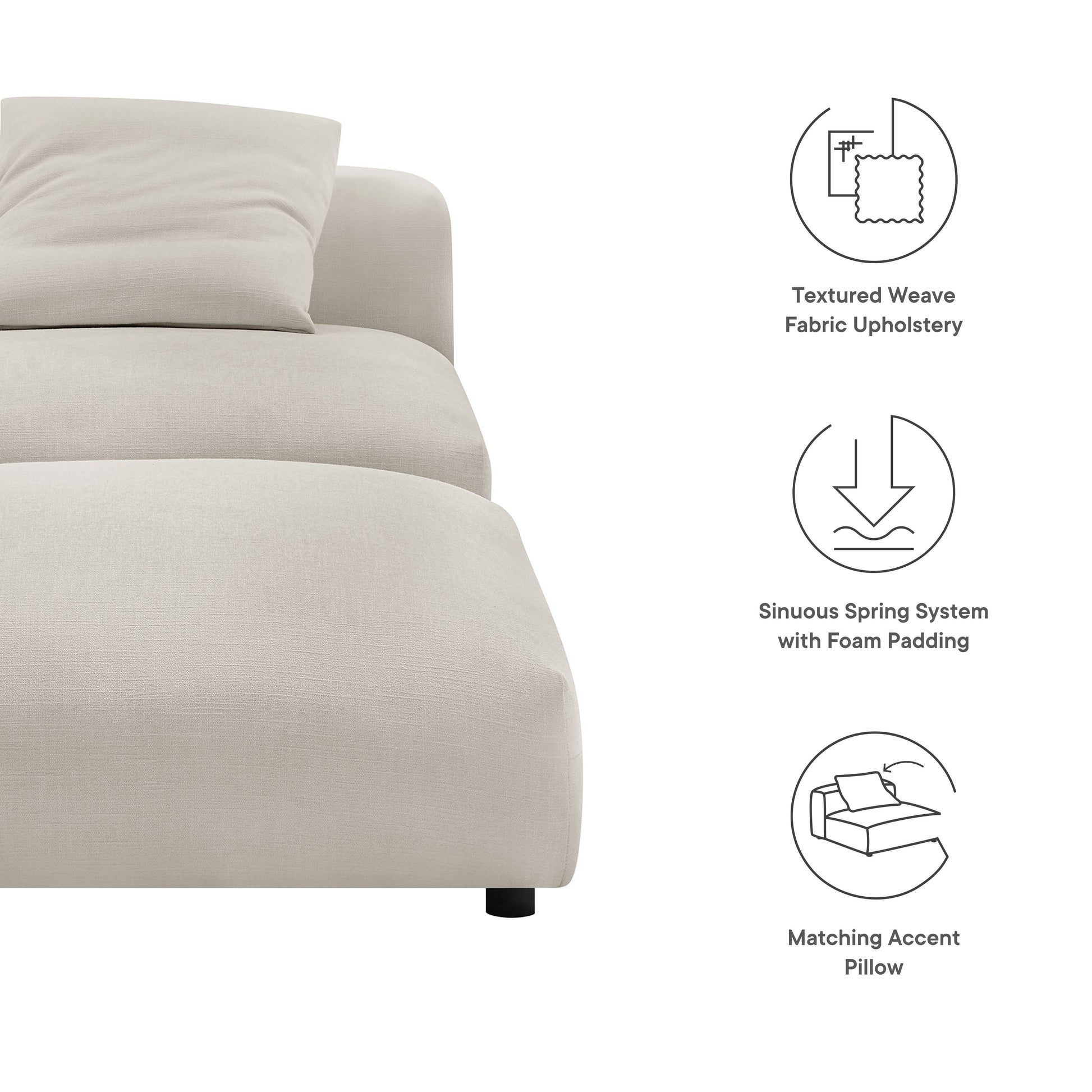 Solace Modular Upholstered Fabric Armless Chair and Ottoman Set by Modway - Best Buy Furniture