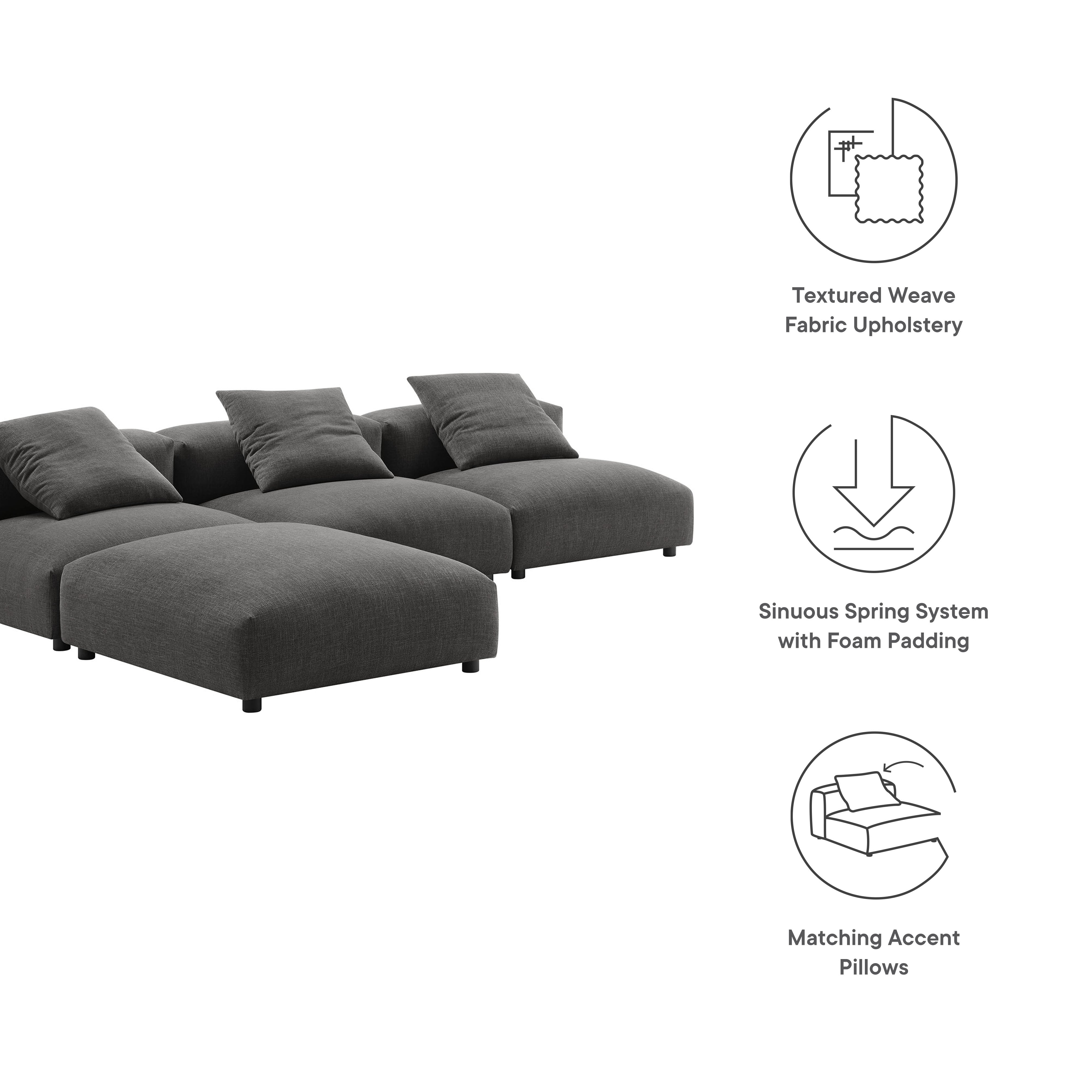 Solace 4-Piece Modular Upholstered Fabric Sectional Sofa by Modway - Best Buy Furniture