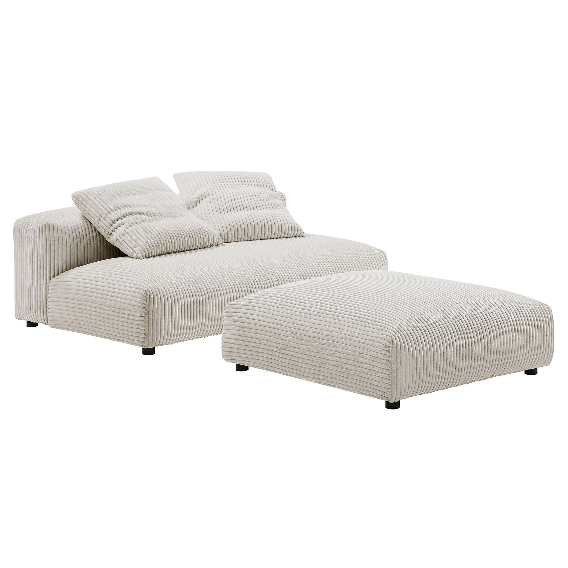 Solace Modular Corduroy Upholstered Armless Loveseat and Ottoman Set by Modway - Best Buy Furniture