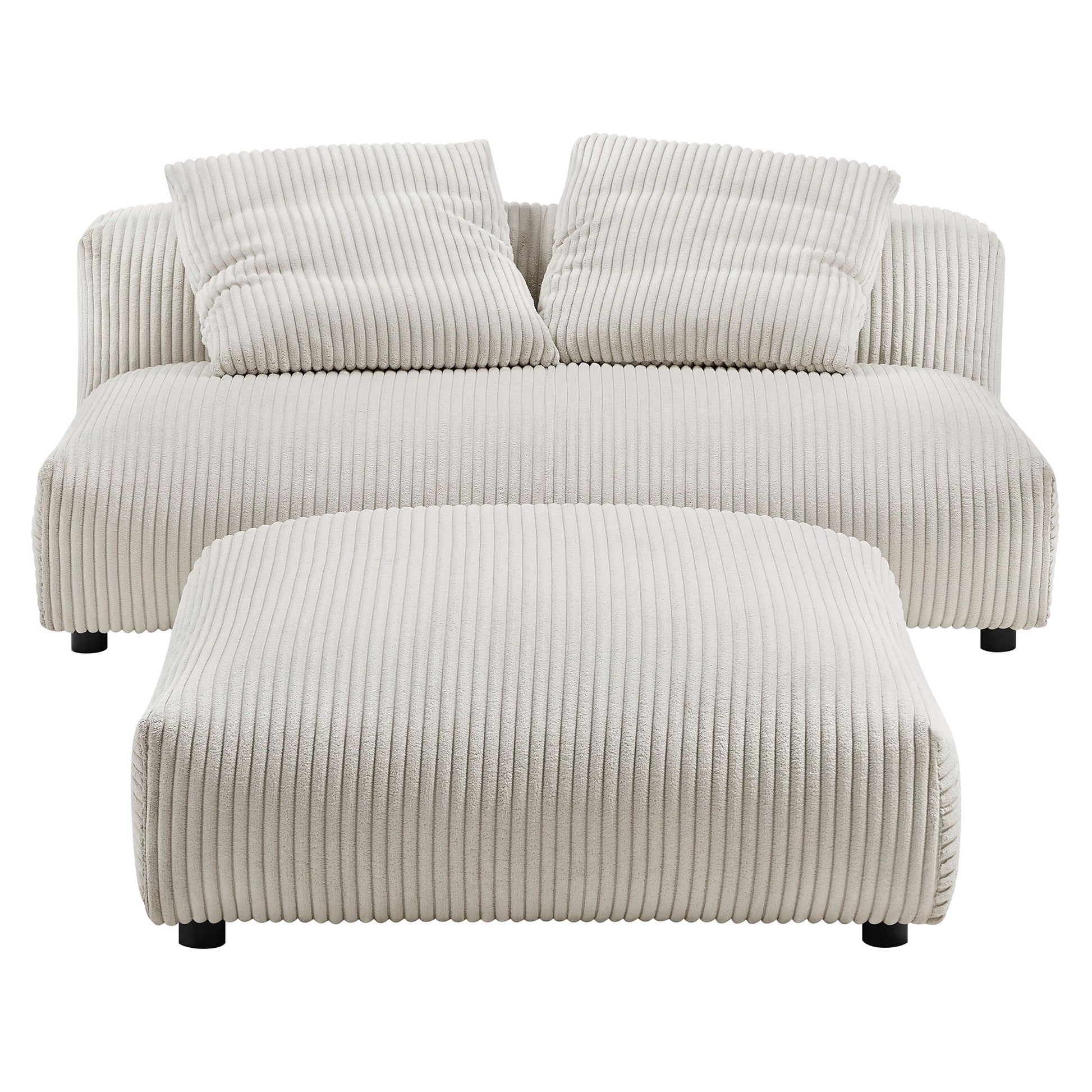 Solace Modular Corduroy Upholstered Armless Loveseat and Ottoman Set by Modway - Best Buy Furniture