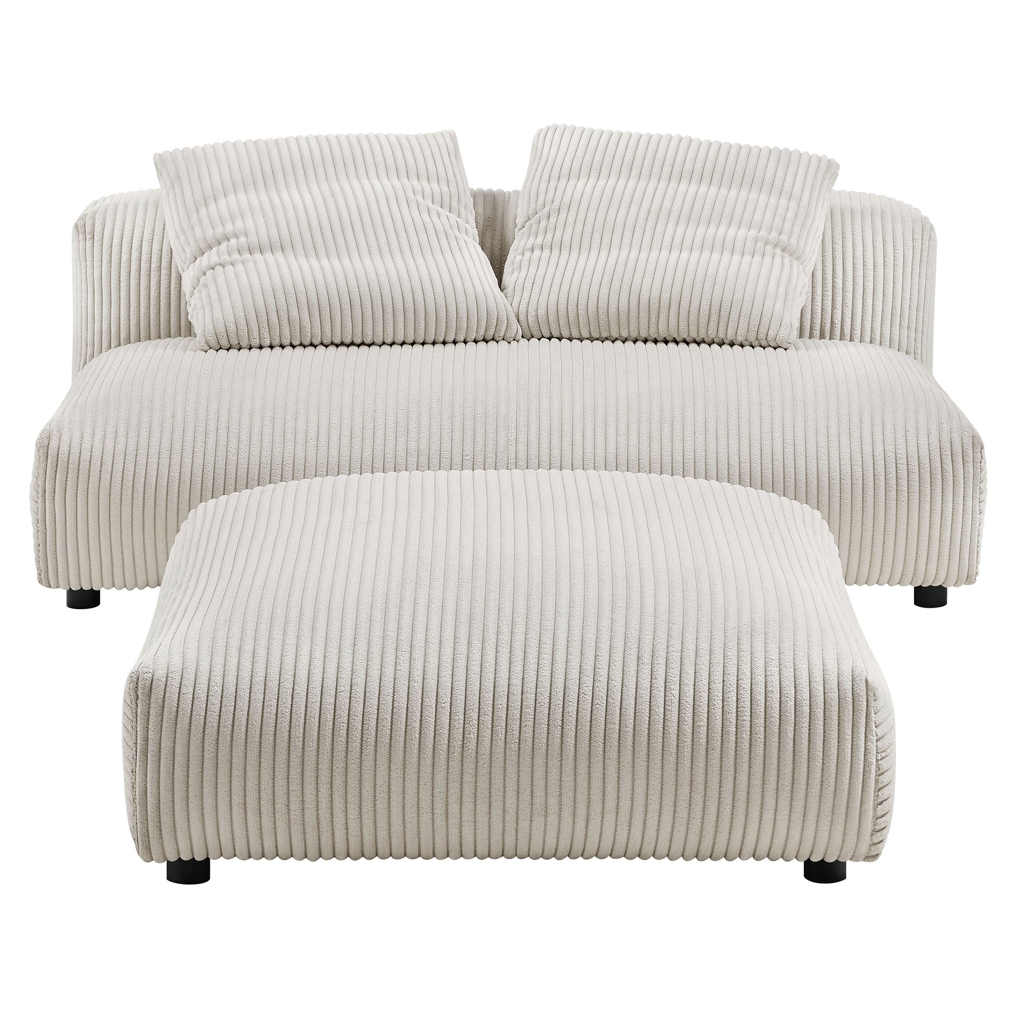 Solace Modular Corduroy Upholstered Armless Loveseat and Ottoman Set by Modway - Best Buy Furniture