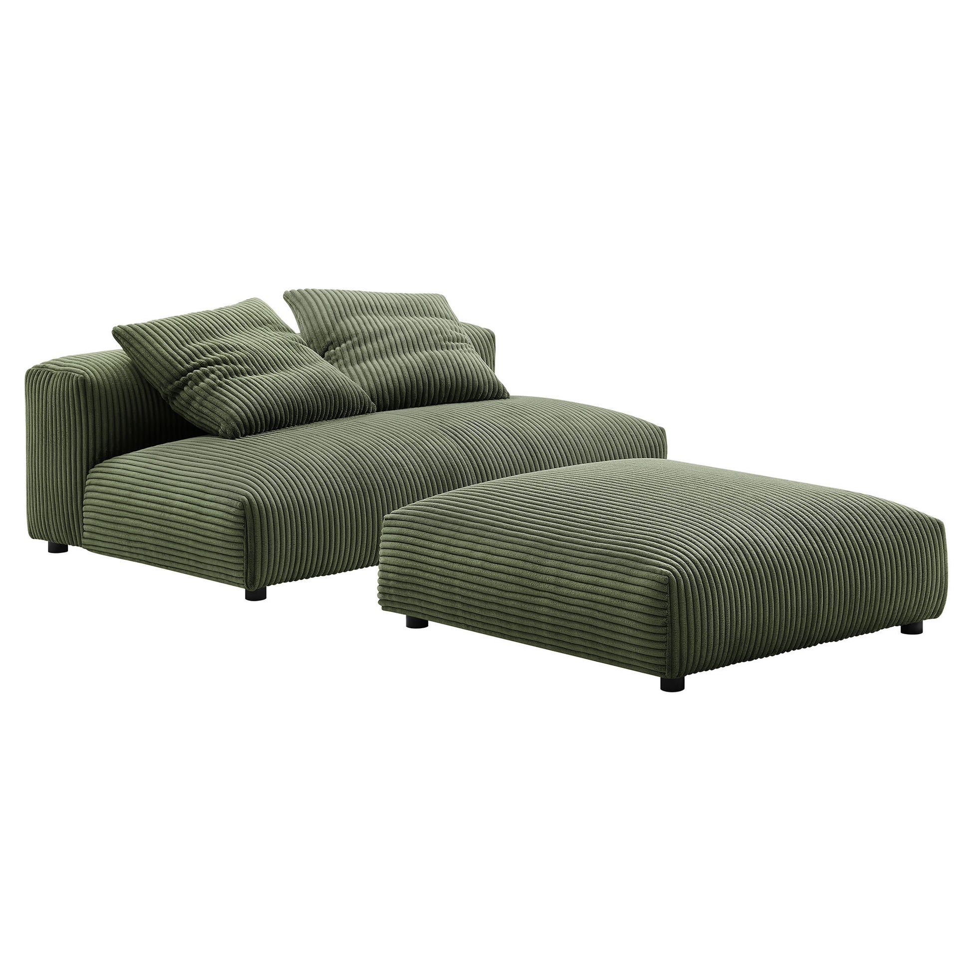 Solace Modular Corduroy Upholstered Armless Loveseat and Ottoman Set by Modway - Best Buy Furniture