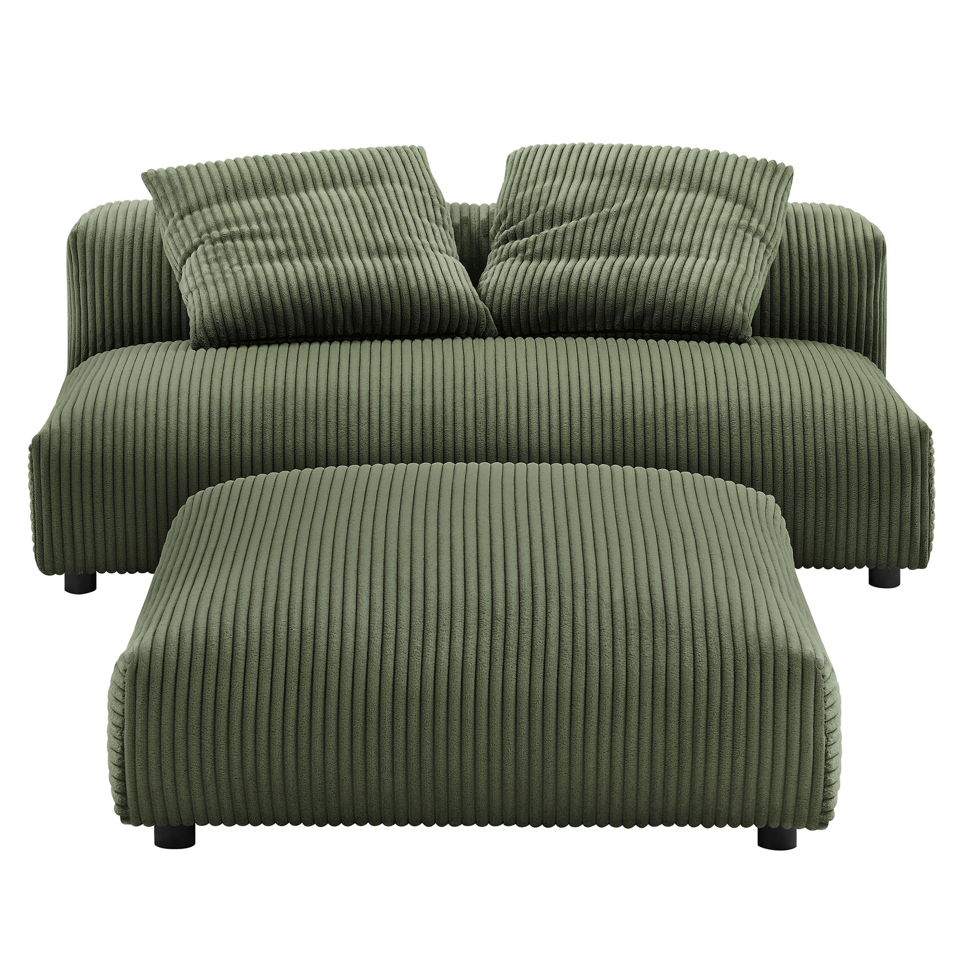 Solace Modular Corduroy Upholstered Armless Loveseat and Ottoman Set by Modway - Best Buy Furniture