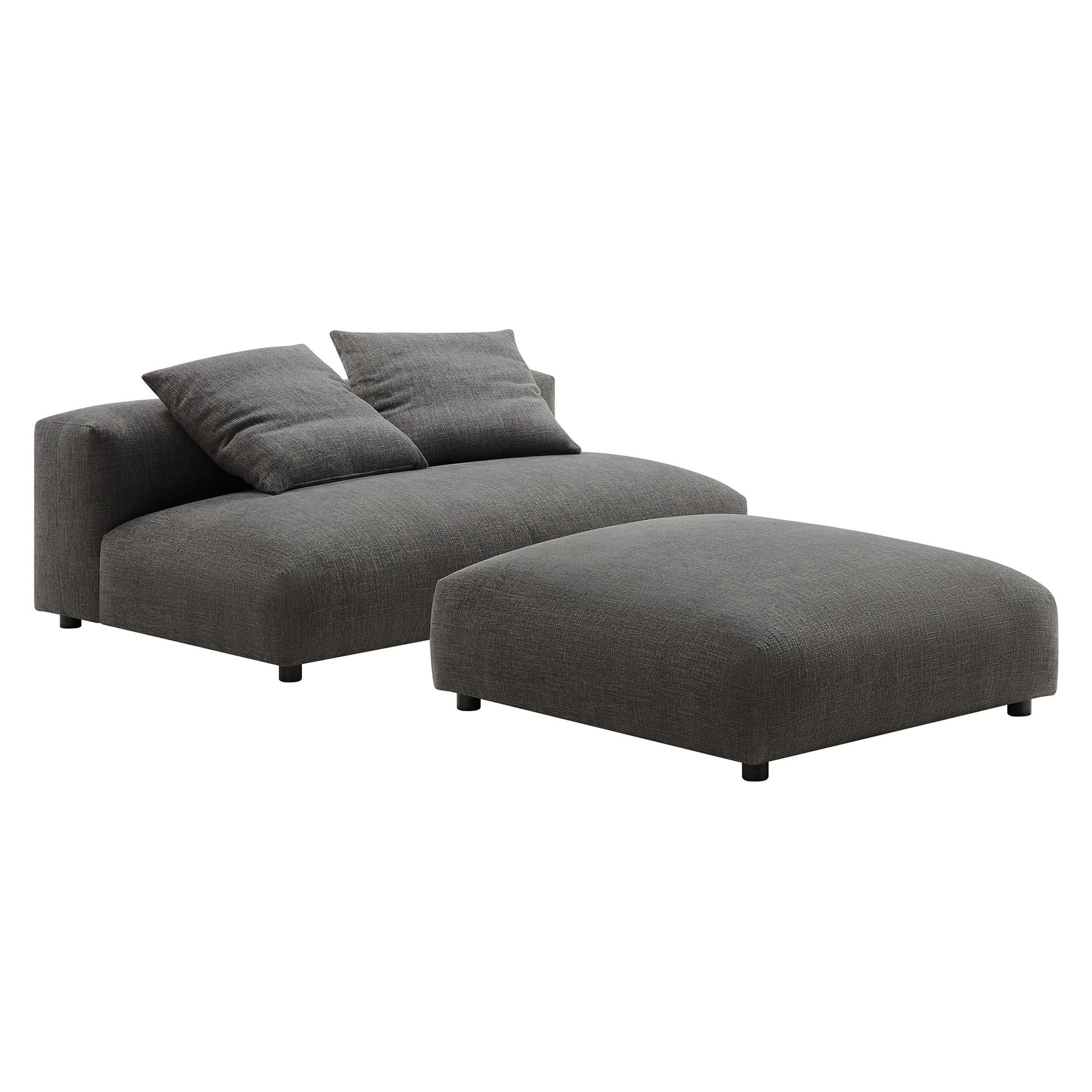 Solace Modular Upholstered Fabric Armless Loveseat and Ottoman Set by Modway - Best Buy Furniture