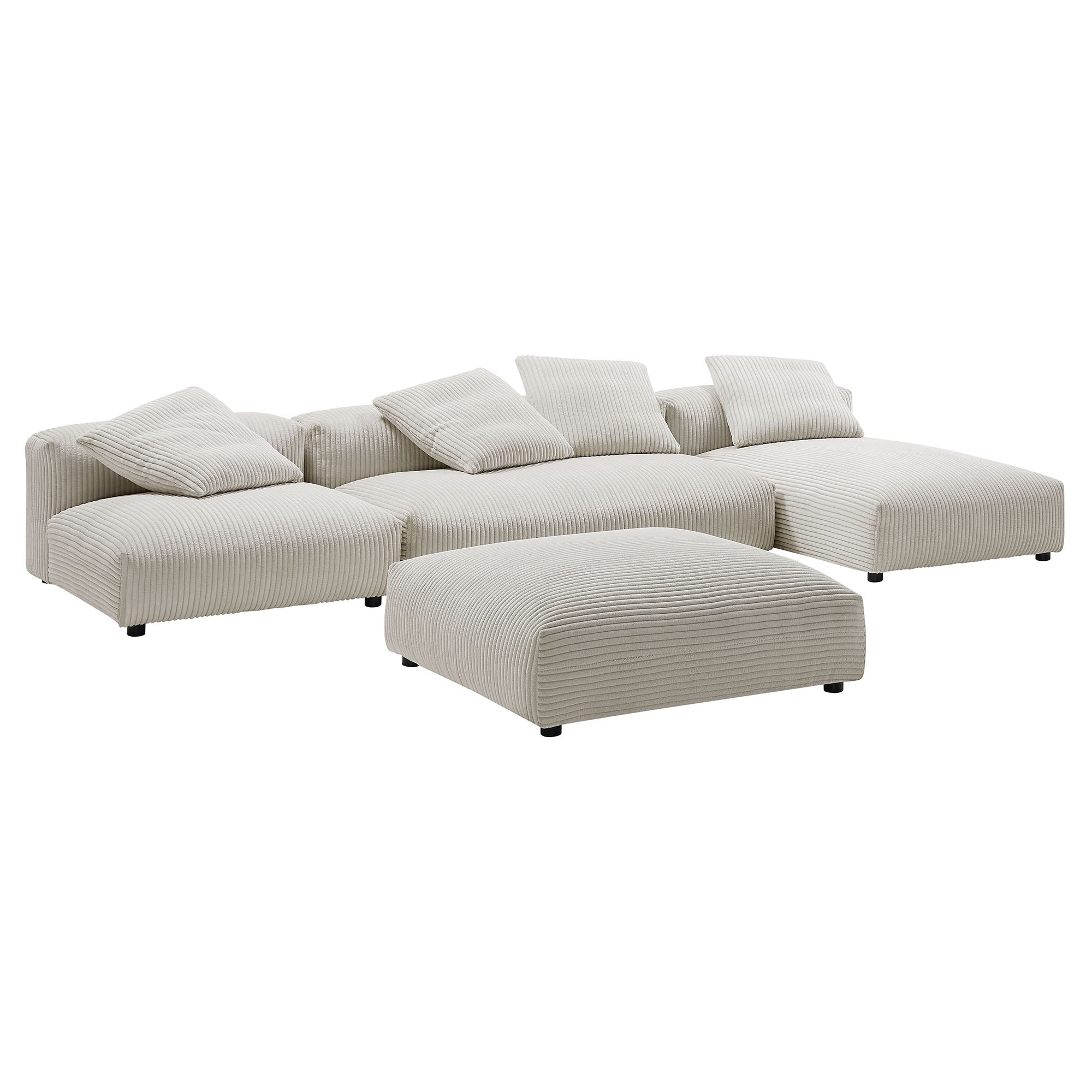 Solace 4-Piece Modular Corduroy Upholstered Sectional Sofa With Ottoman by Modway