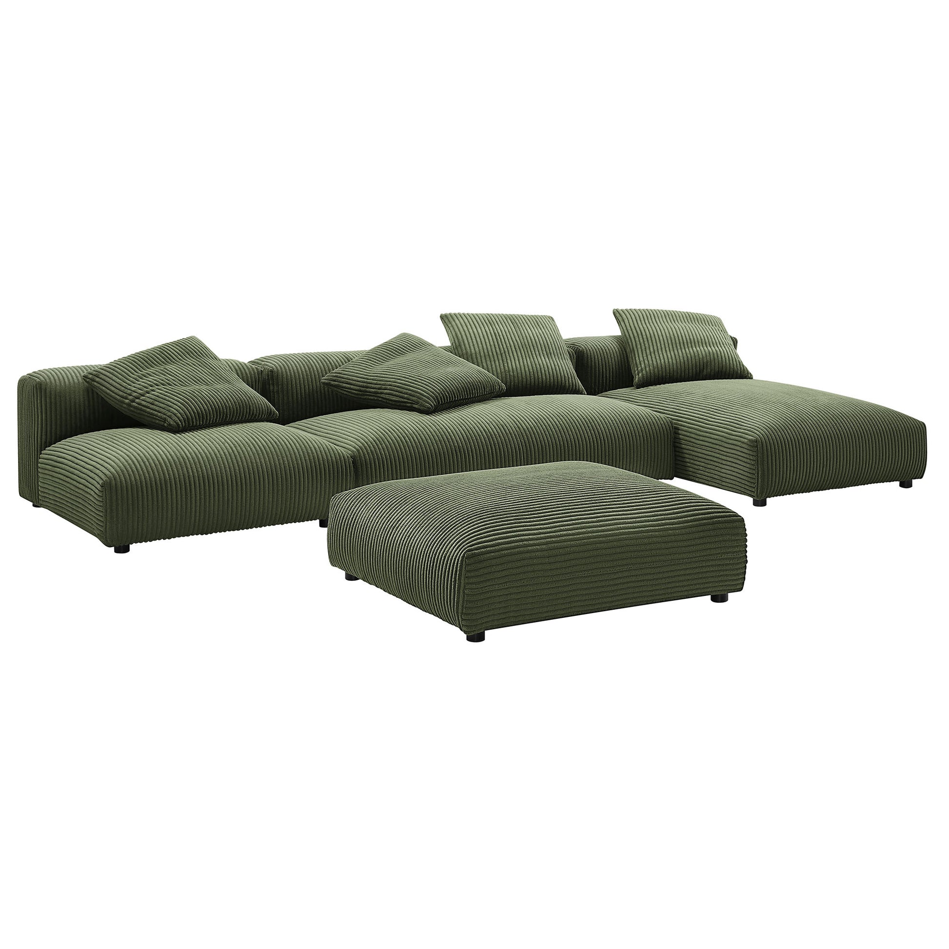 Solace 4-Piece Modular Corduroy Upholstered Sectional Sofa With Ottoman by Modway - Best Buy Furniture