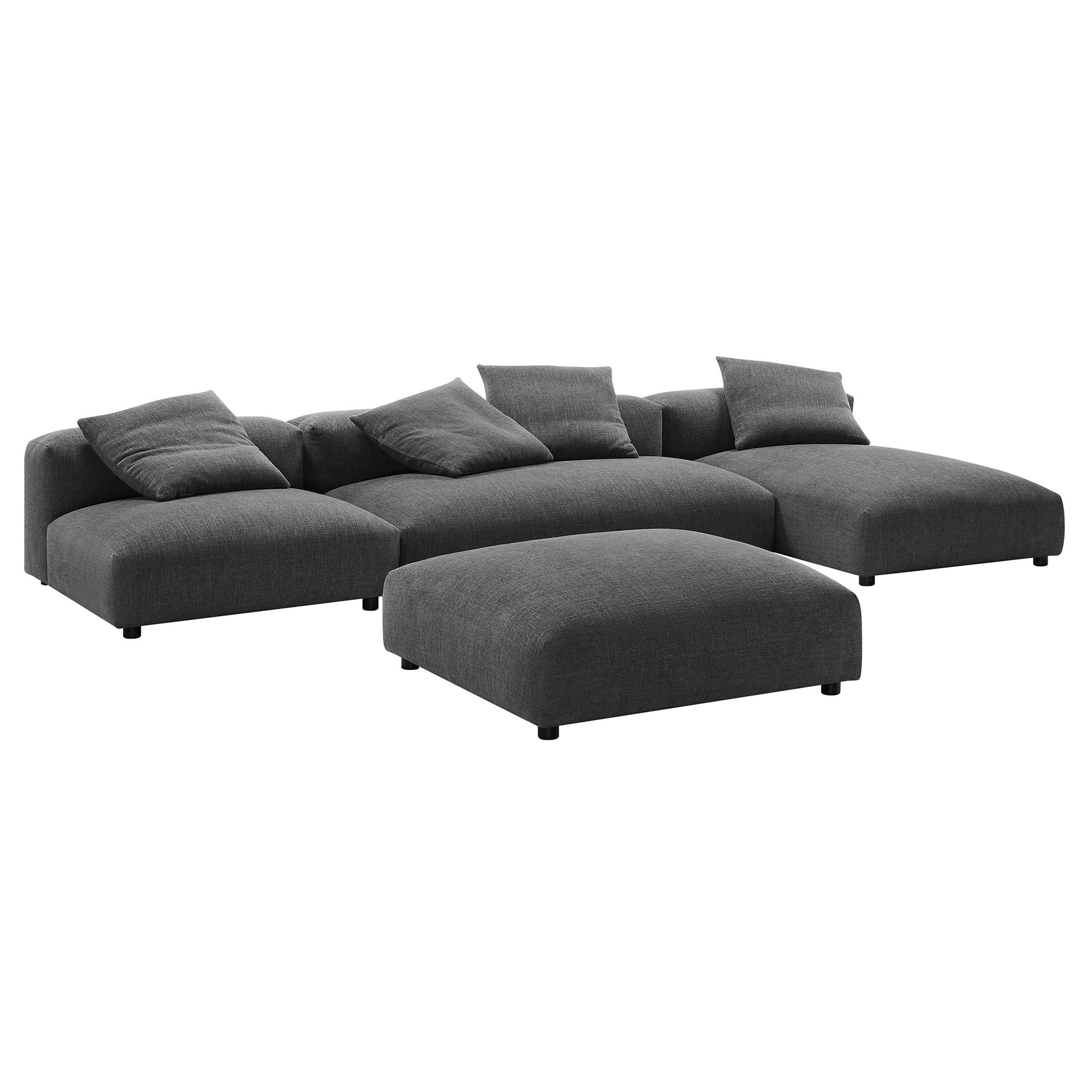 Solace 4-Piece Modular Upholstered Fabric Sectional Sofa With Ottoman by Modway - Best Buy Furniture