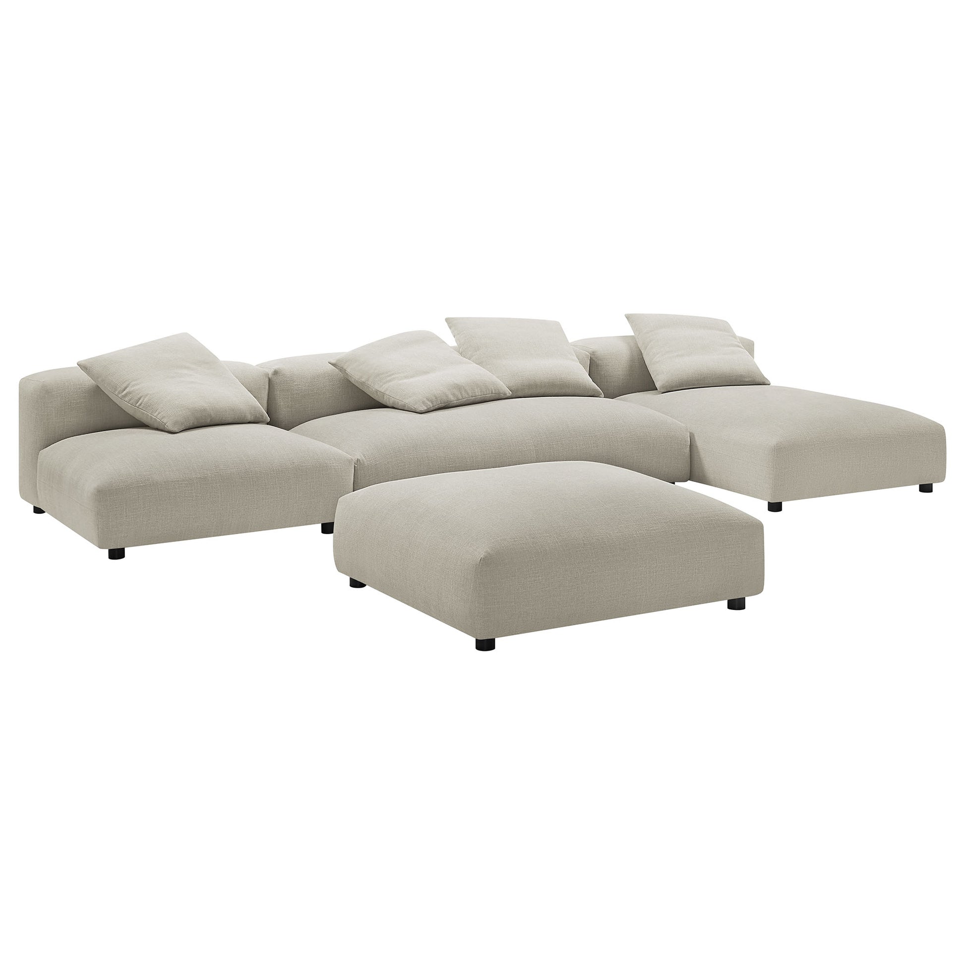 Solace 4-Piece Modular Upholstered Fabric Sectional Sofa With Ottoman by Modway - Best Buy Furniture