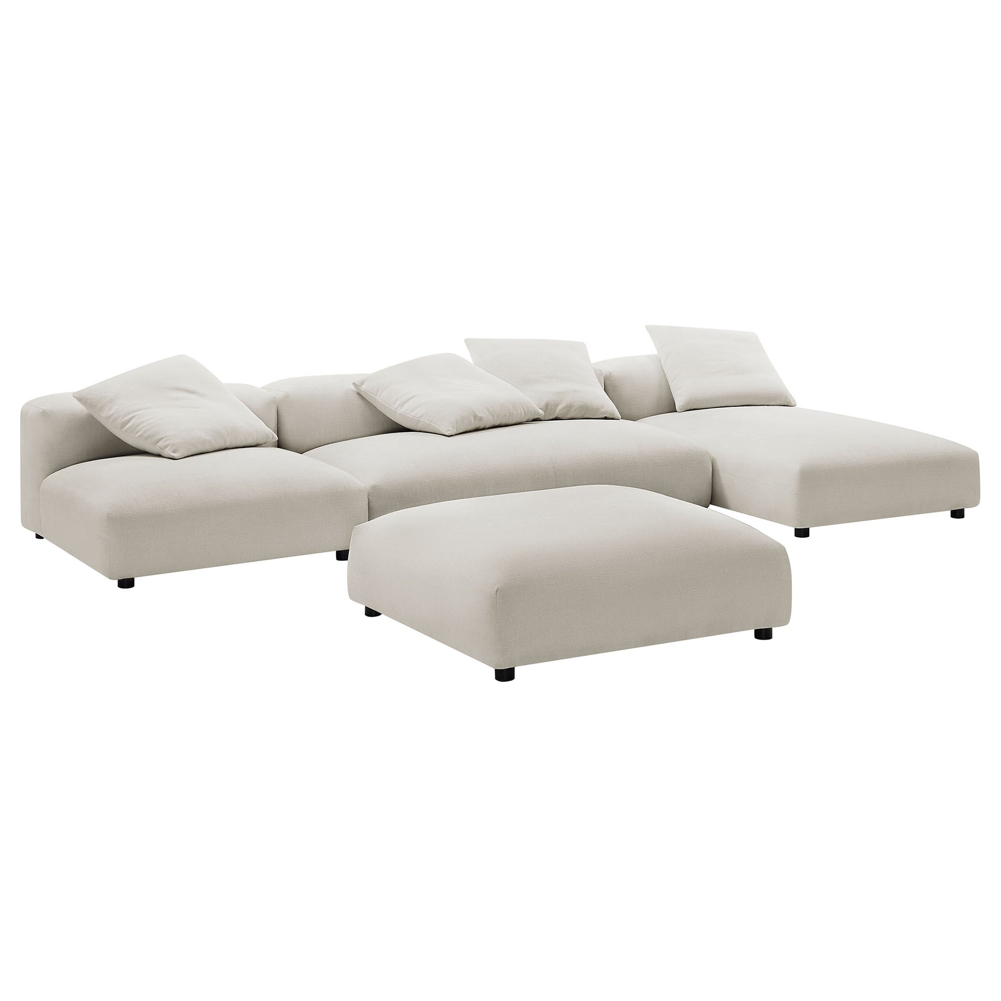 Solace 4-Piece Modular Upholstered Fabric Sectional Sofa With Ottoman by Modway - Best Buy Furniture