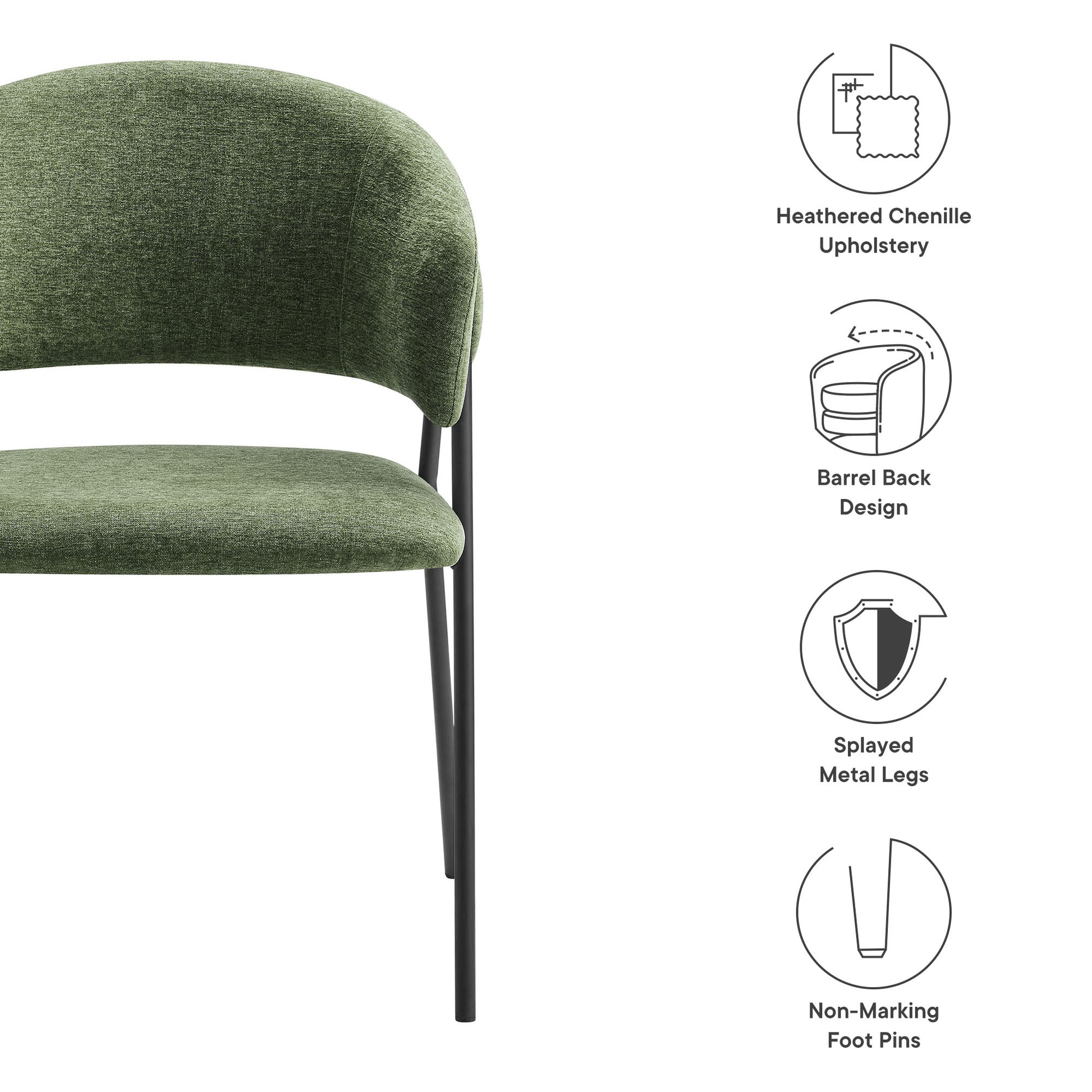 Nella Upholstered Heathered Chenille Dining Chairs Set of 2 by Modway - Best Buy Furniture