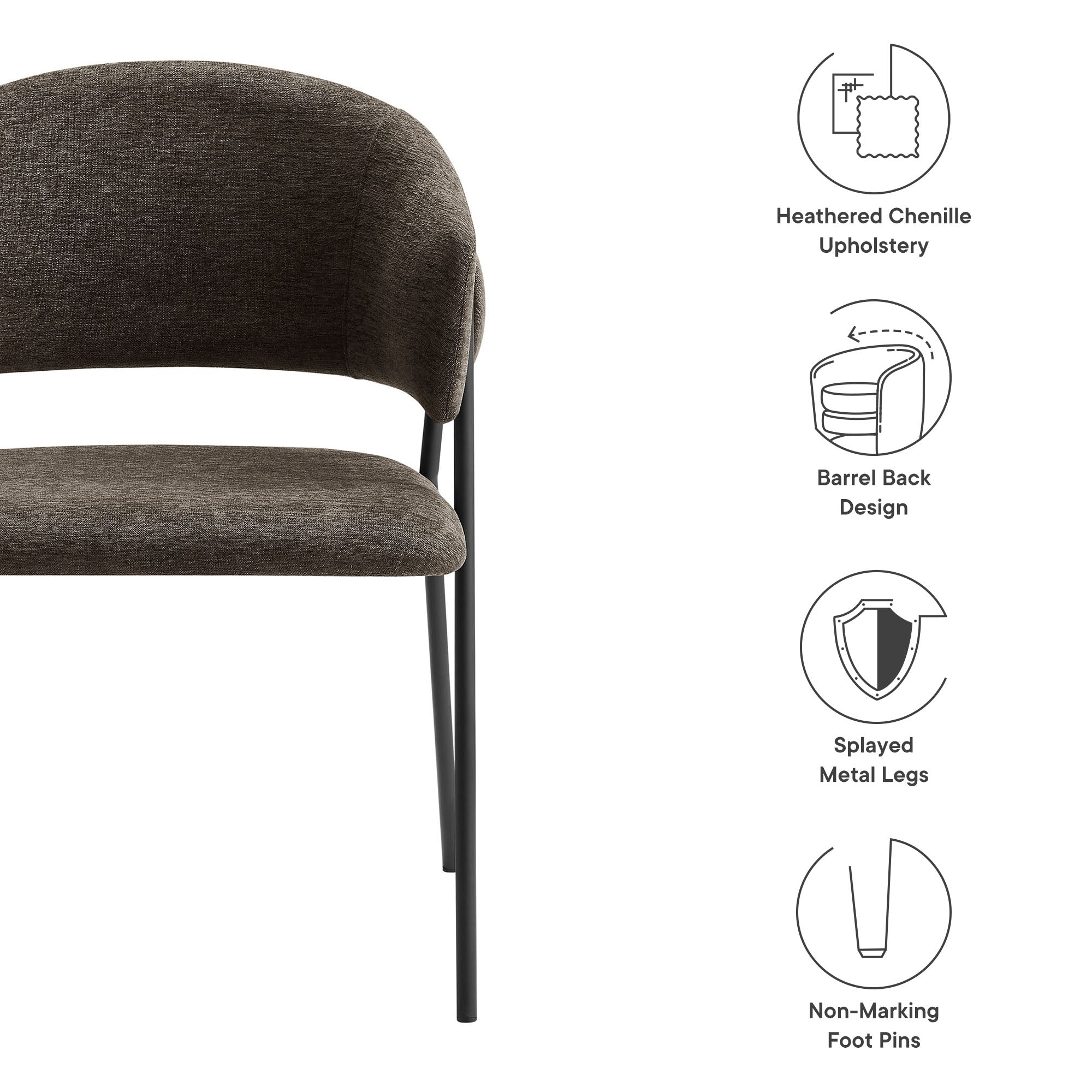 Nella Upholstered Heathered Chenille Dining Chairs Set of 2 by Modway - Best Buy Furniture