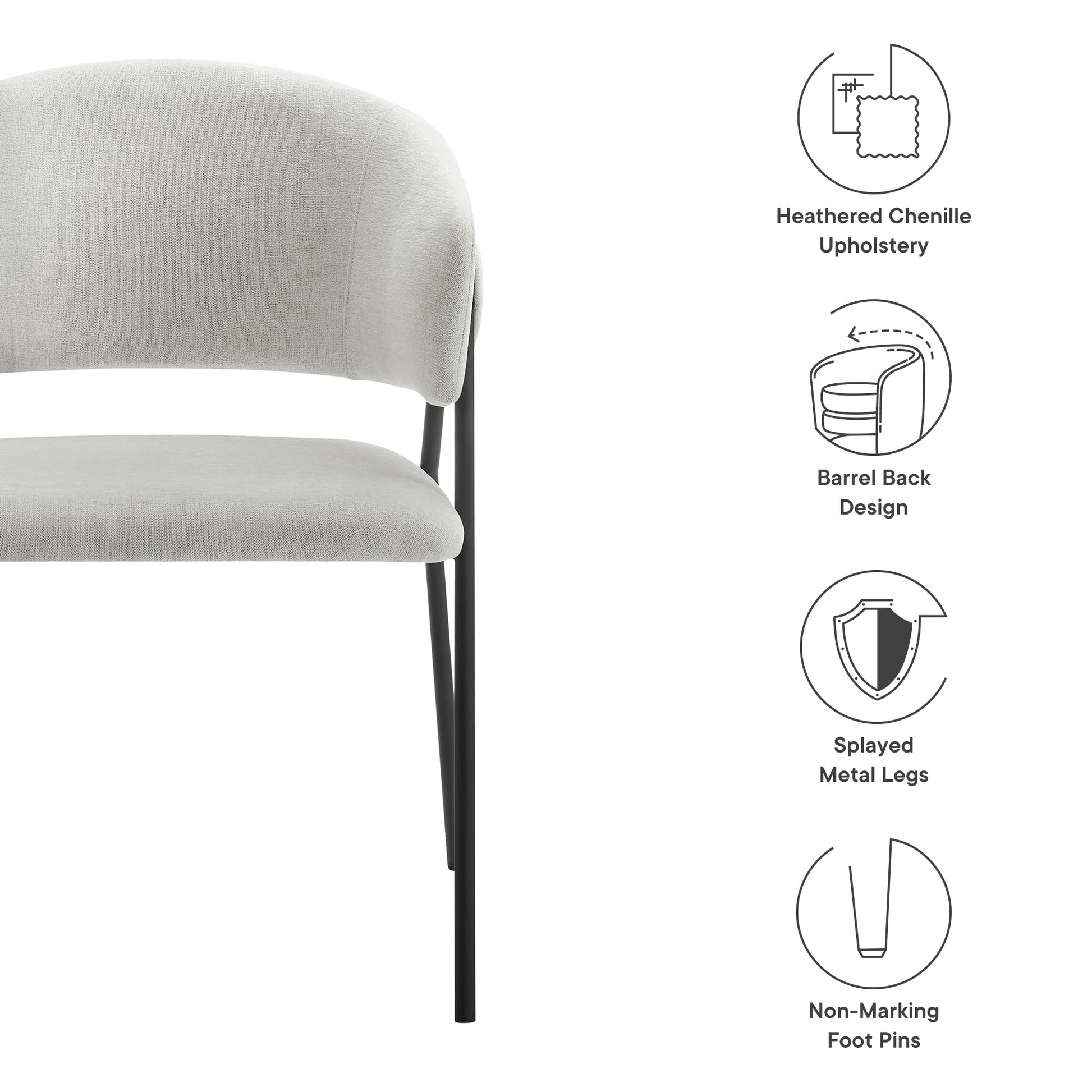Nella Upholstered Heathered Chenille Dining Chairs Set of 2 by Modway - Best Buy Furniture