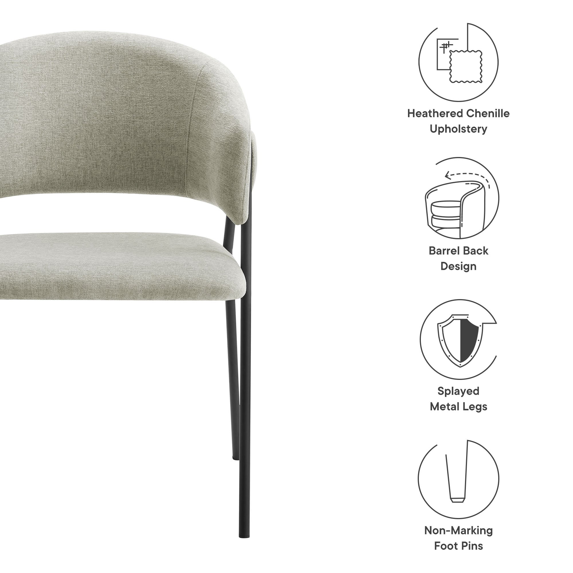 Nella Upholstered Heathered Chenille Dining Chairs Set of 2 by Modway - Best Buy Furniture
