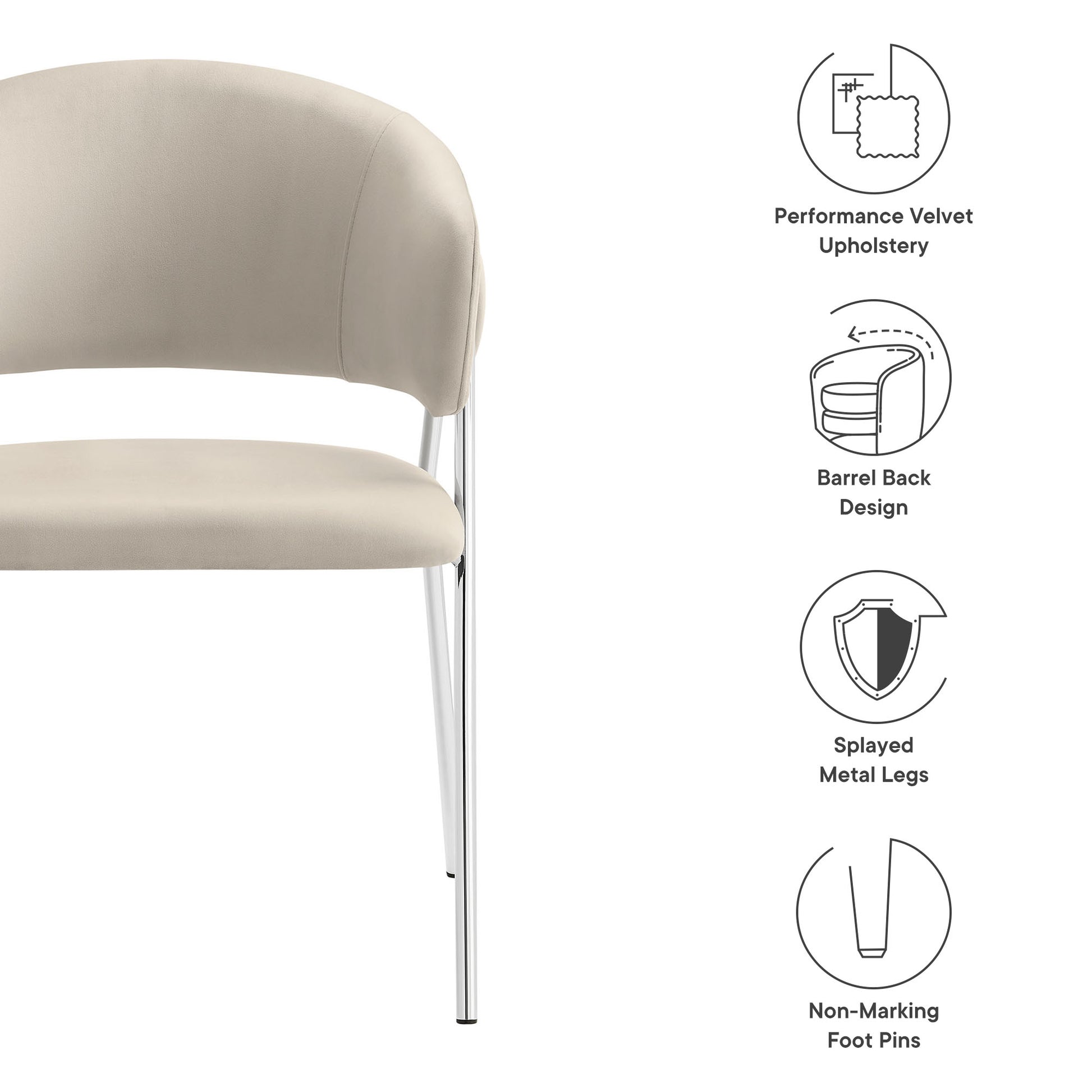 Nella Upholstered Performance Velvet Dining Chair Set of 2 by Modway - Best Buy Furniture
