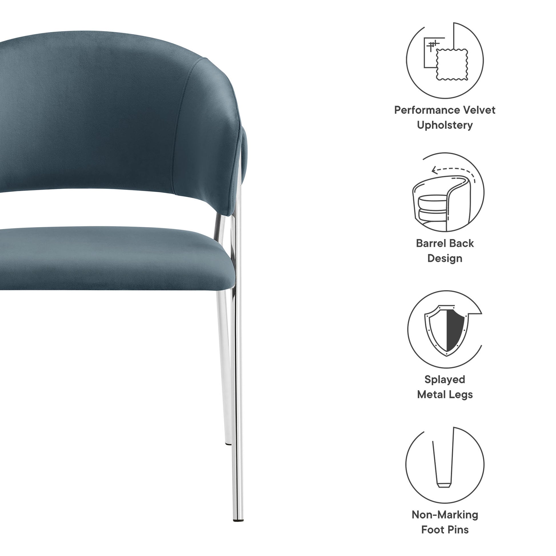 Nella Upholstered Performance Velvet Dining Chair Set of 2 by Modway - Best Buy Furniture