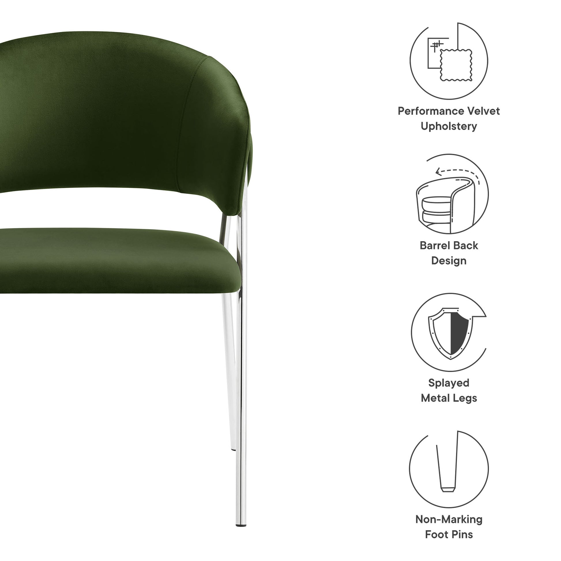 Nella Upholstered Performance Velvet Dining Chair Set of 2 by Modway - Best Buy Furniture