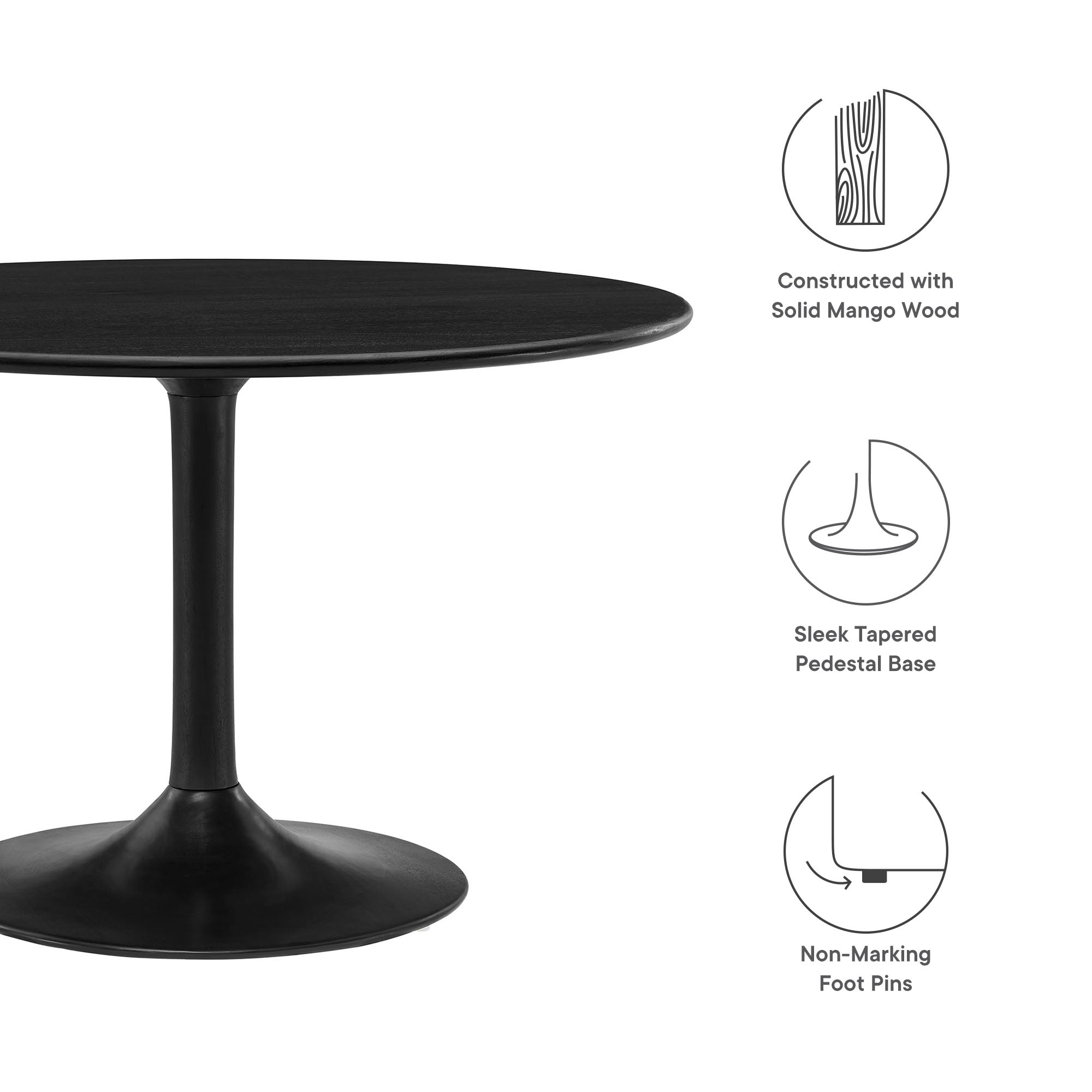Lippa 48" Round Solid Wood Dining Table by Modway - Best Buy Furniture