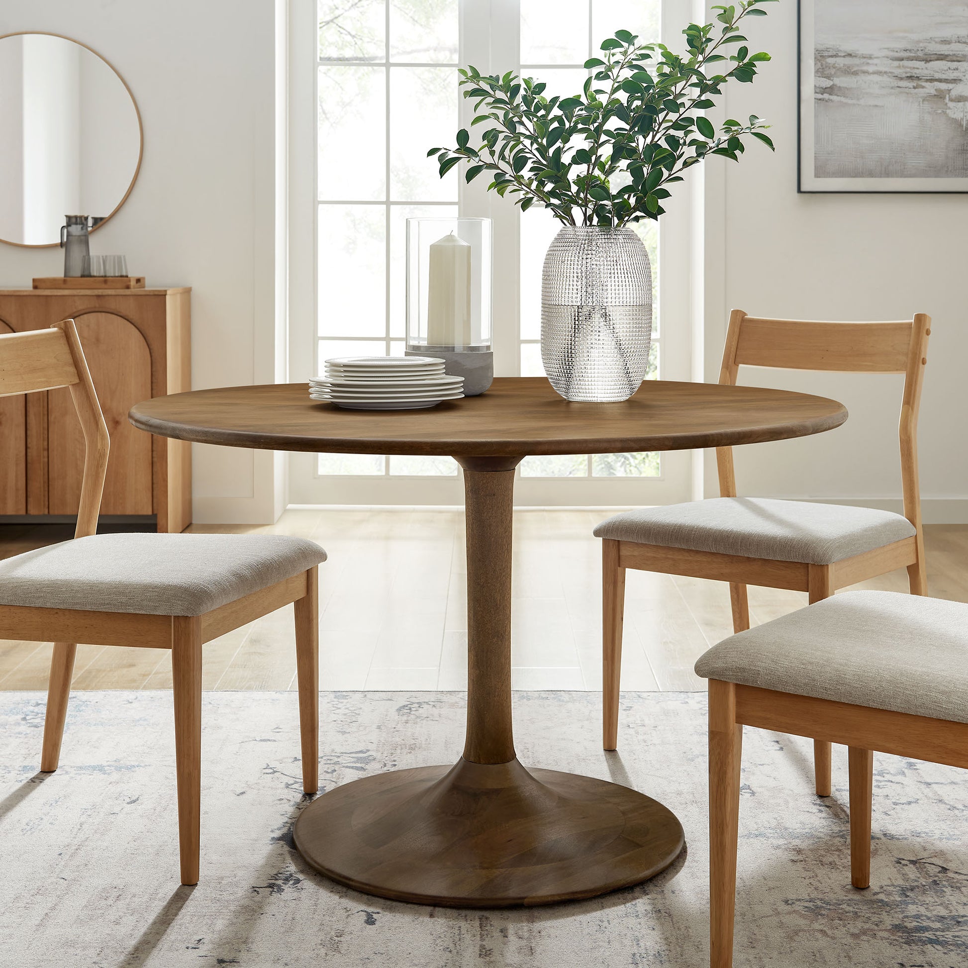 Lippa 48" Round Solid Wood Dining Table by Modway - Best Buy Furniture