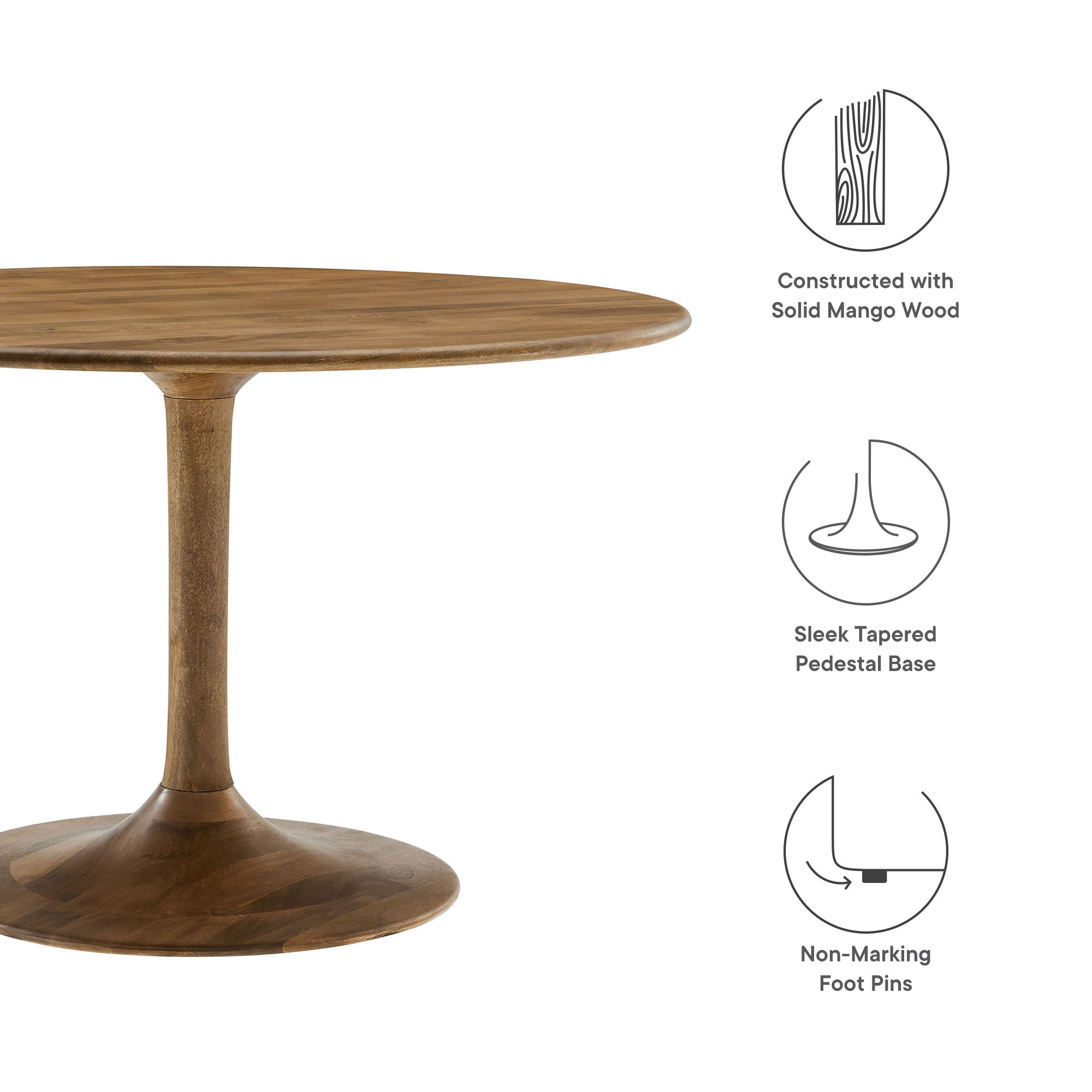 Lippa 48" Round Solid Wood Dining Table by Modway - Best Buy Furniture