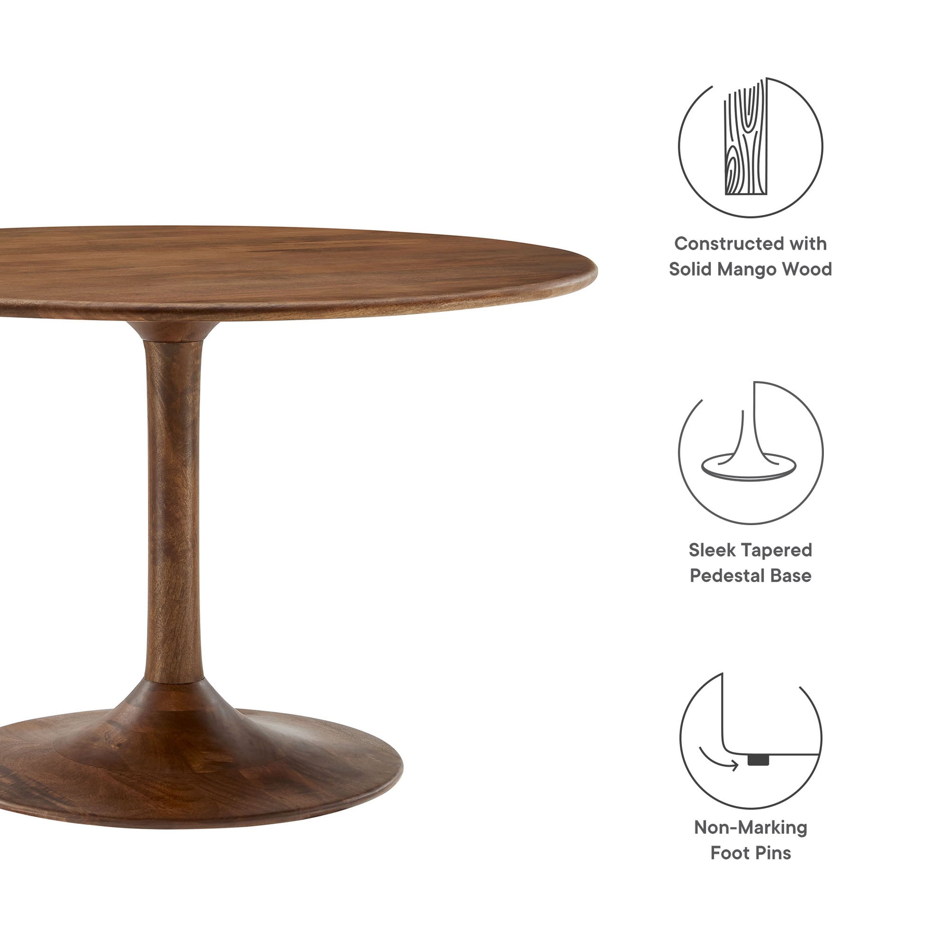 Lippa 48" Round Solid Wood Dining Table by Modway - Best Buy Furniture