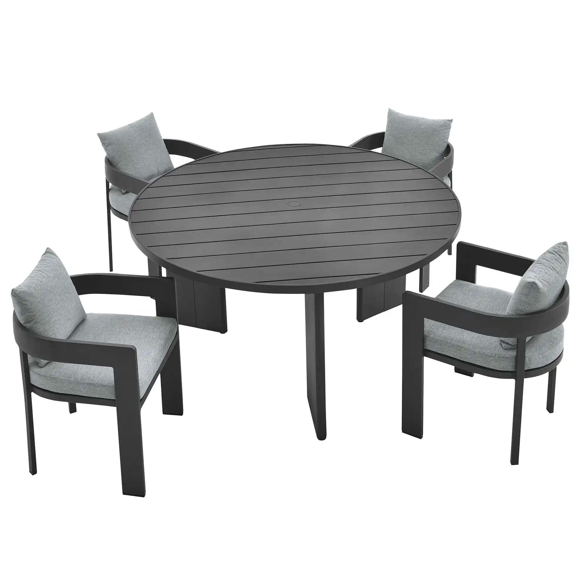 Tahoe 5-Piece Outdoor Patio Aluminum Dining Set in Gray Gray