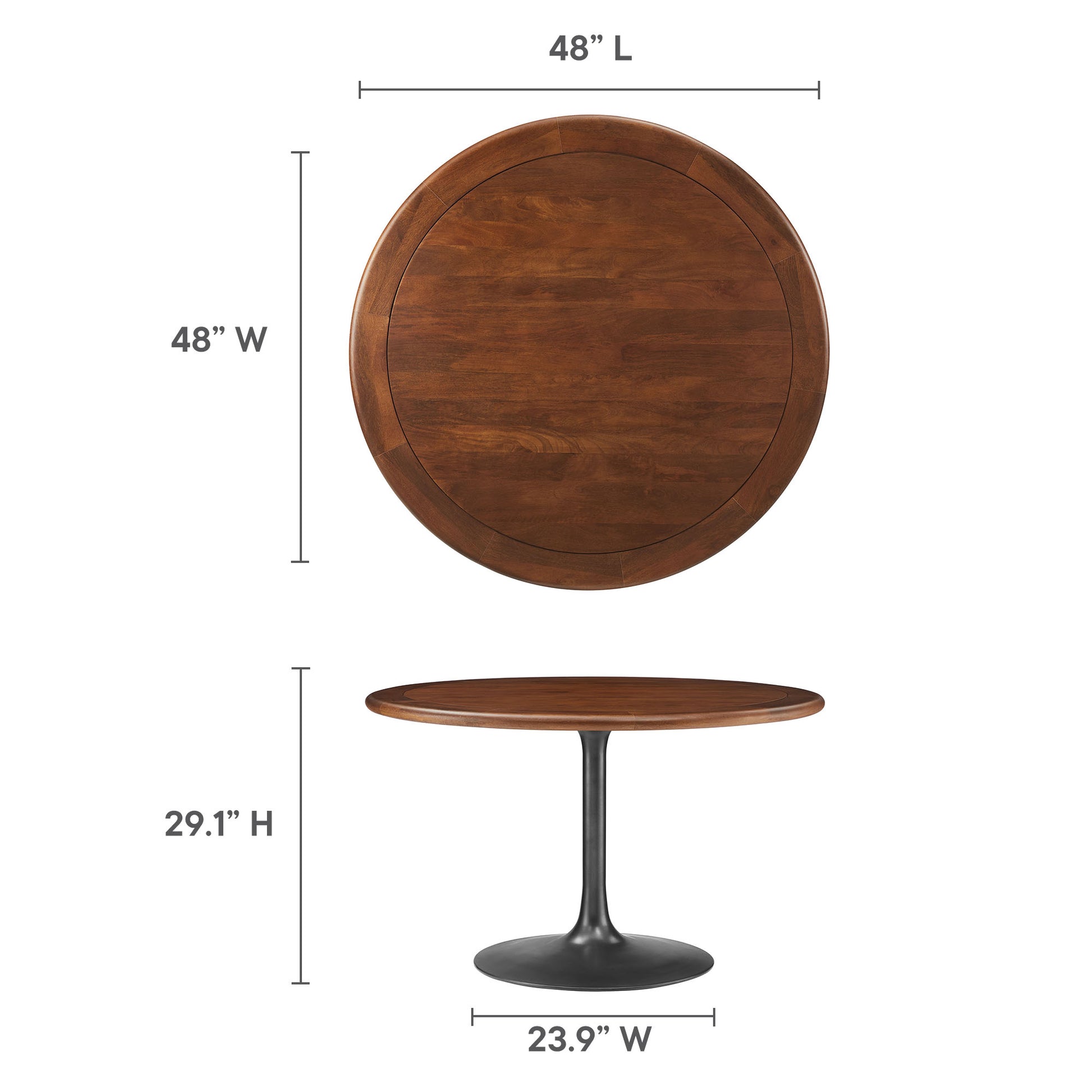 Lippa 48" Round Pedestal Solid Wood Dining Table by Modway - Best Buy Furniture