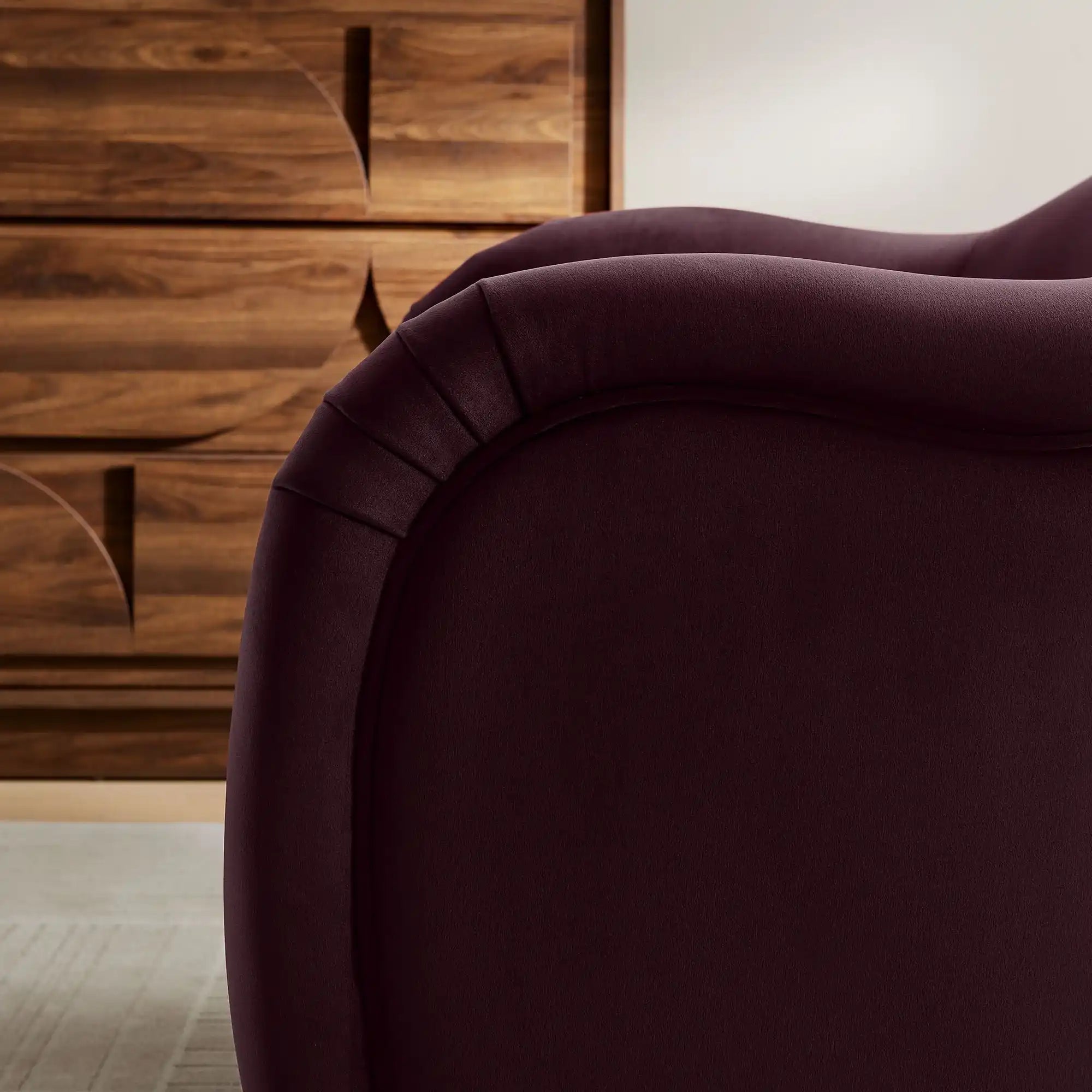 Compose Performance Velvet Accent Chair in Mulberry