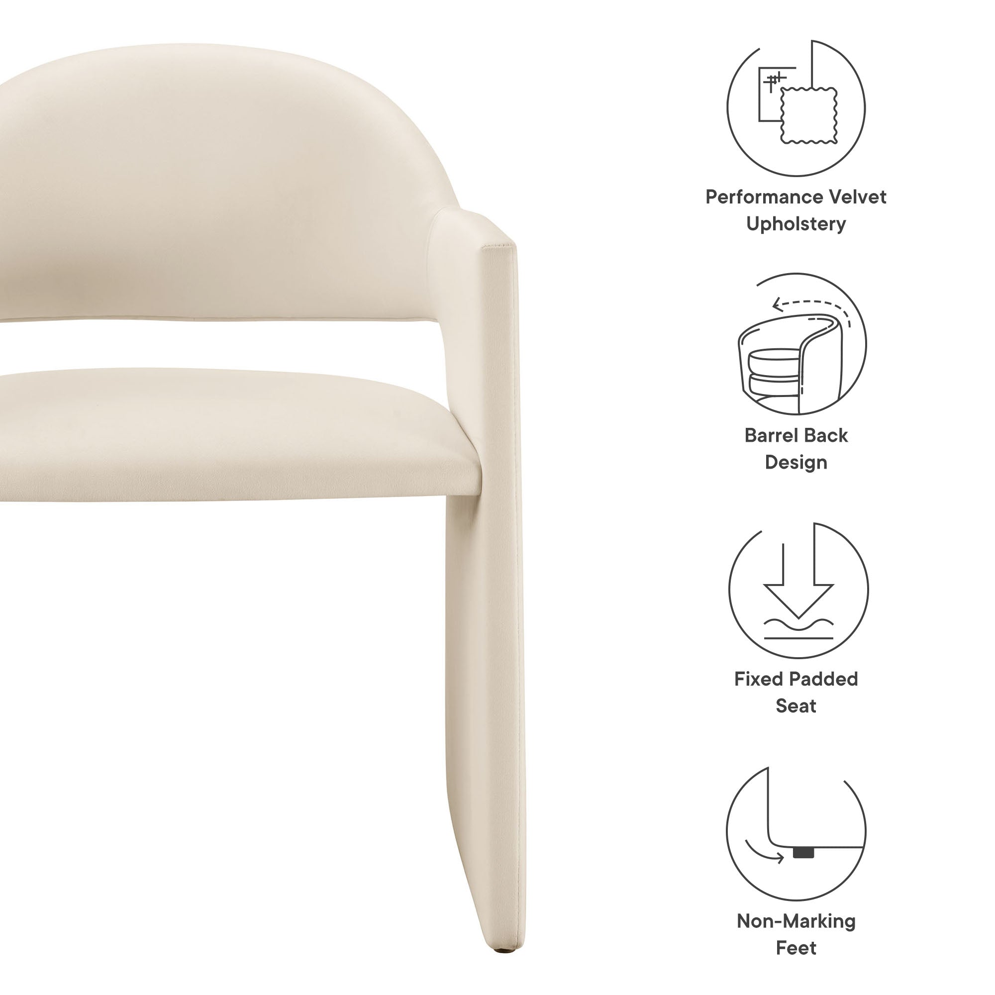 Talia Performance Velvet Dining Armchair by Modway