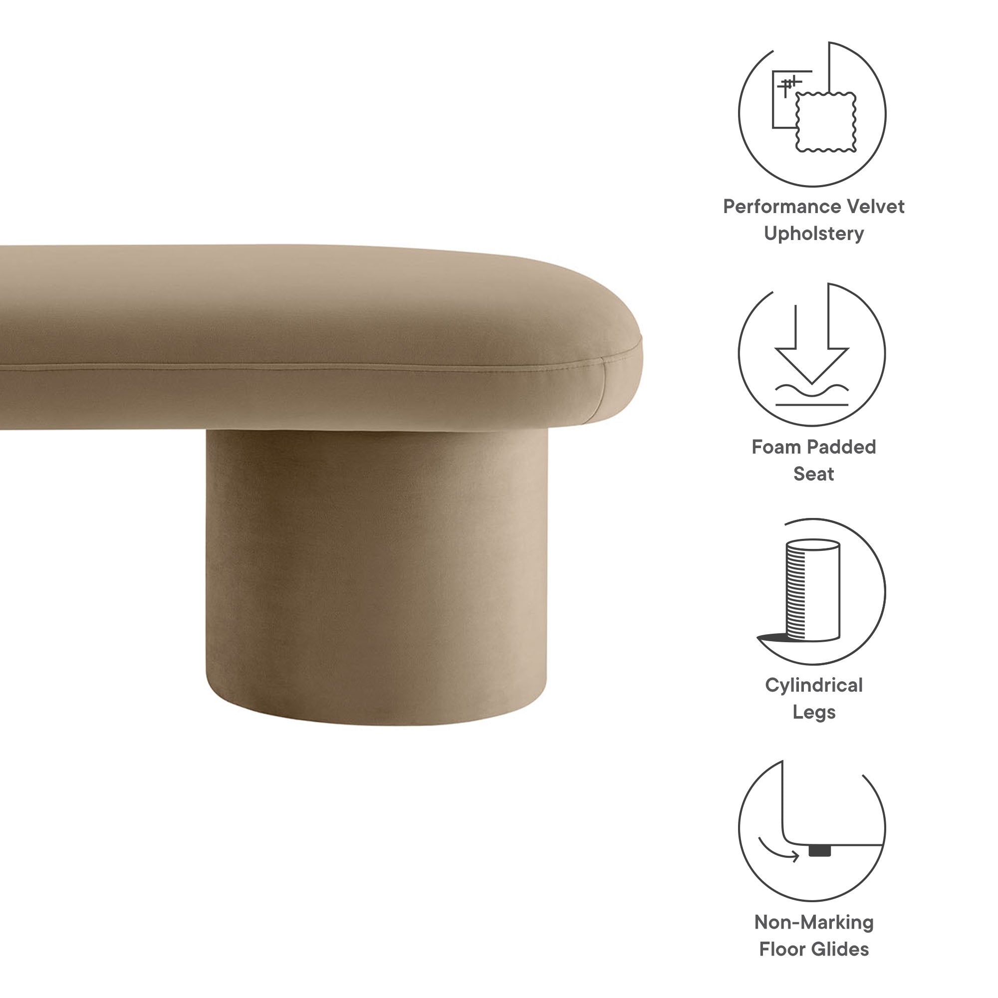Orla Performance Velvet Bench by Modway - Best Buy Furniture