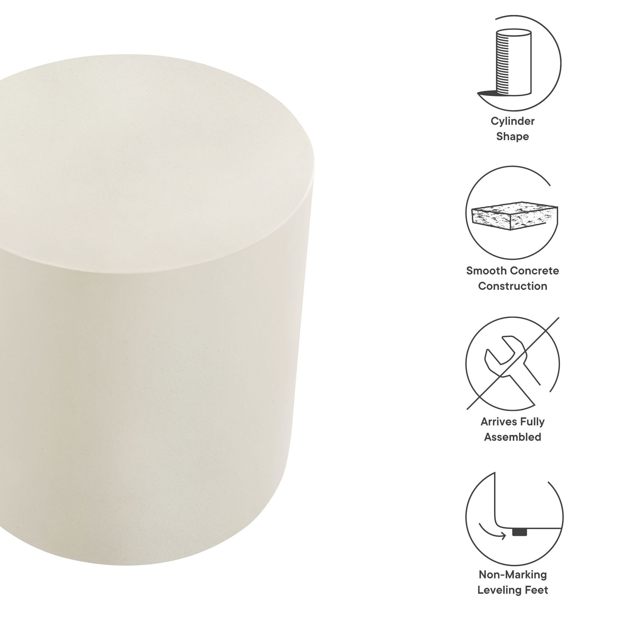 Brion Indoor - Outdoor Patio Concrete Stool by Modway