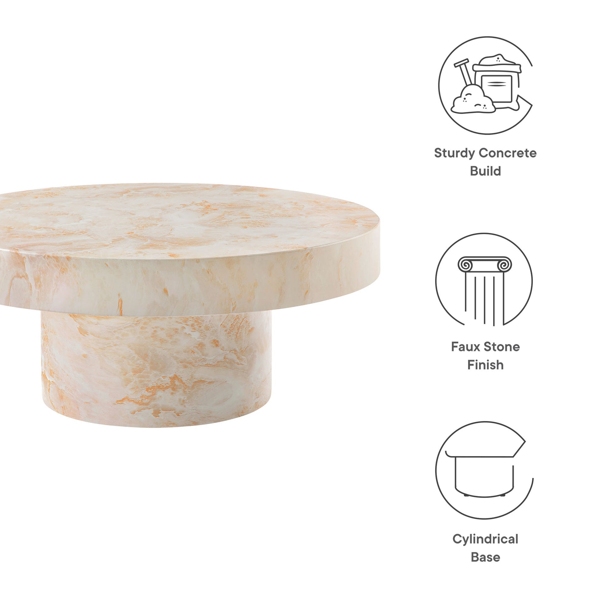 Alora Indoor - Outdoor Patio Concrete Round Coffee Table by Modway - Best Buy Furniture