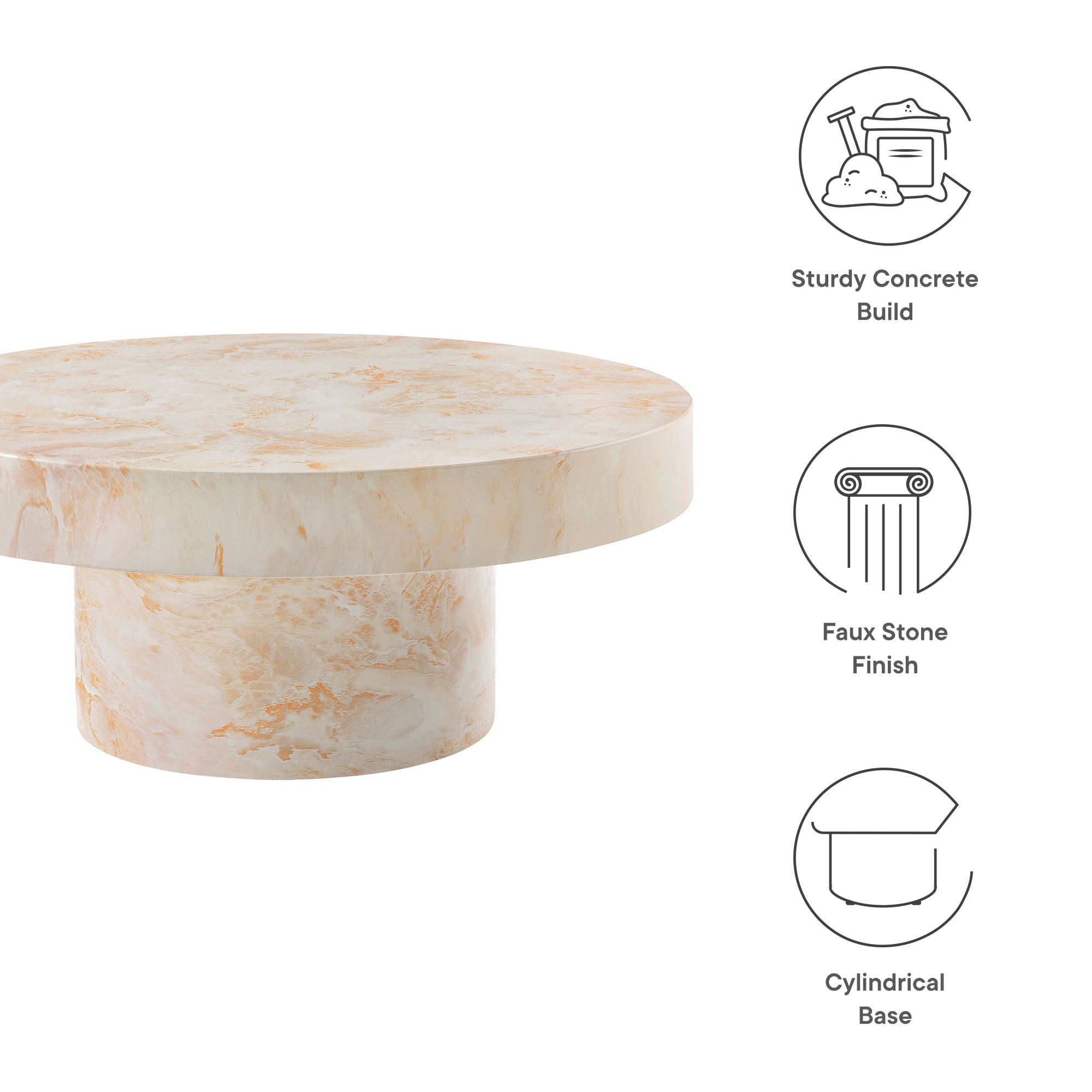 Alora Indoor - Outdoor Patio Concrete Round Coffee Table by Modway - Best Buy Furniture