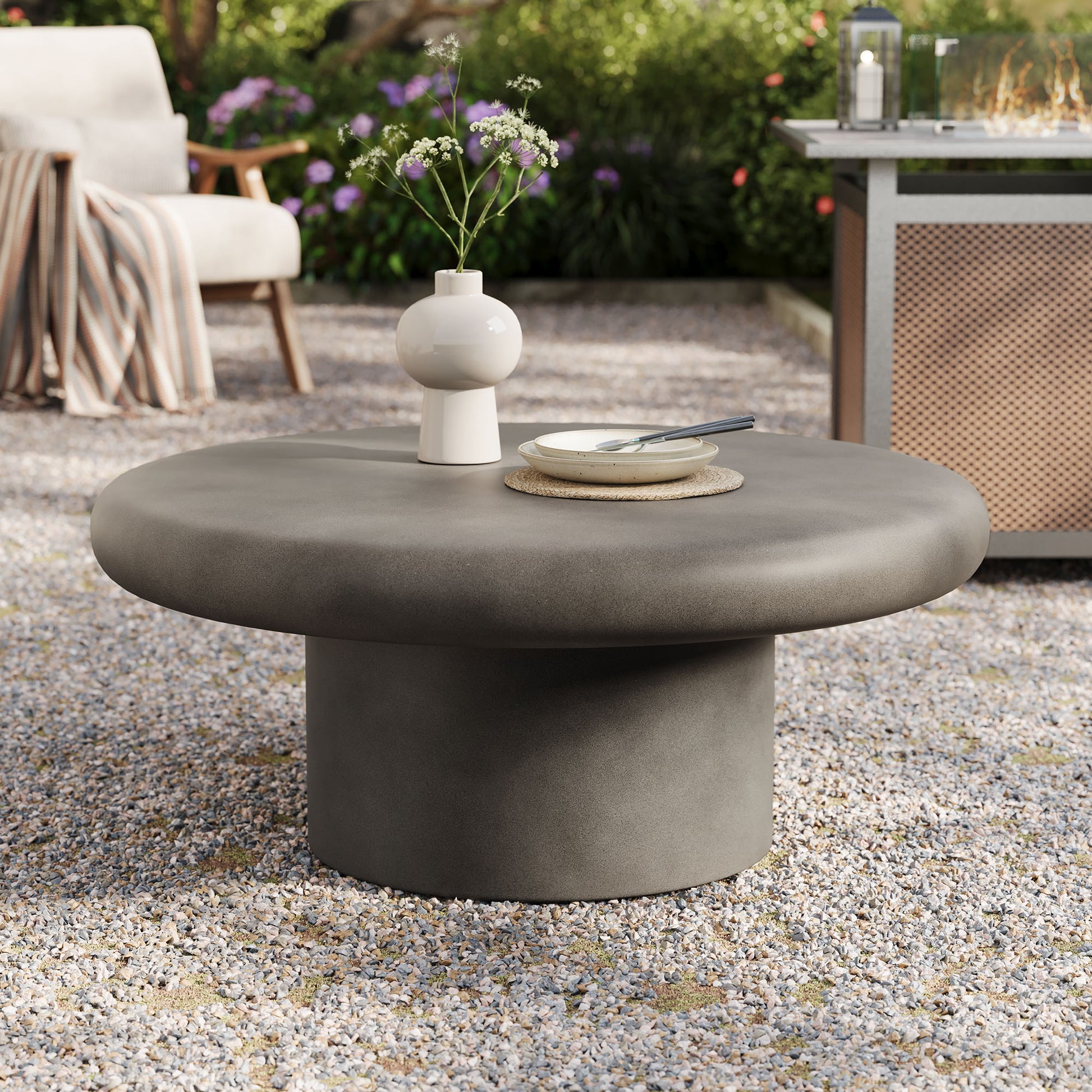 Argos Indoor - Outdoor Patio Concrete Round Coffee Table by Modway - Best Buy Furniture