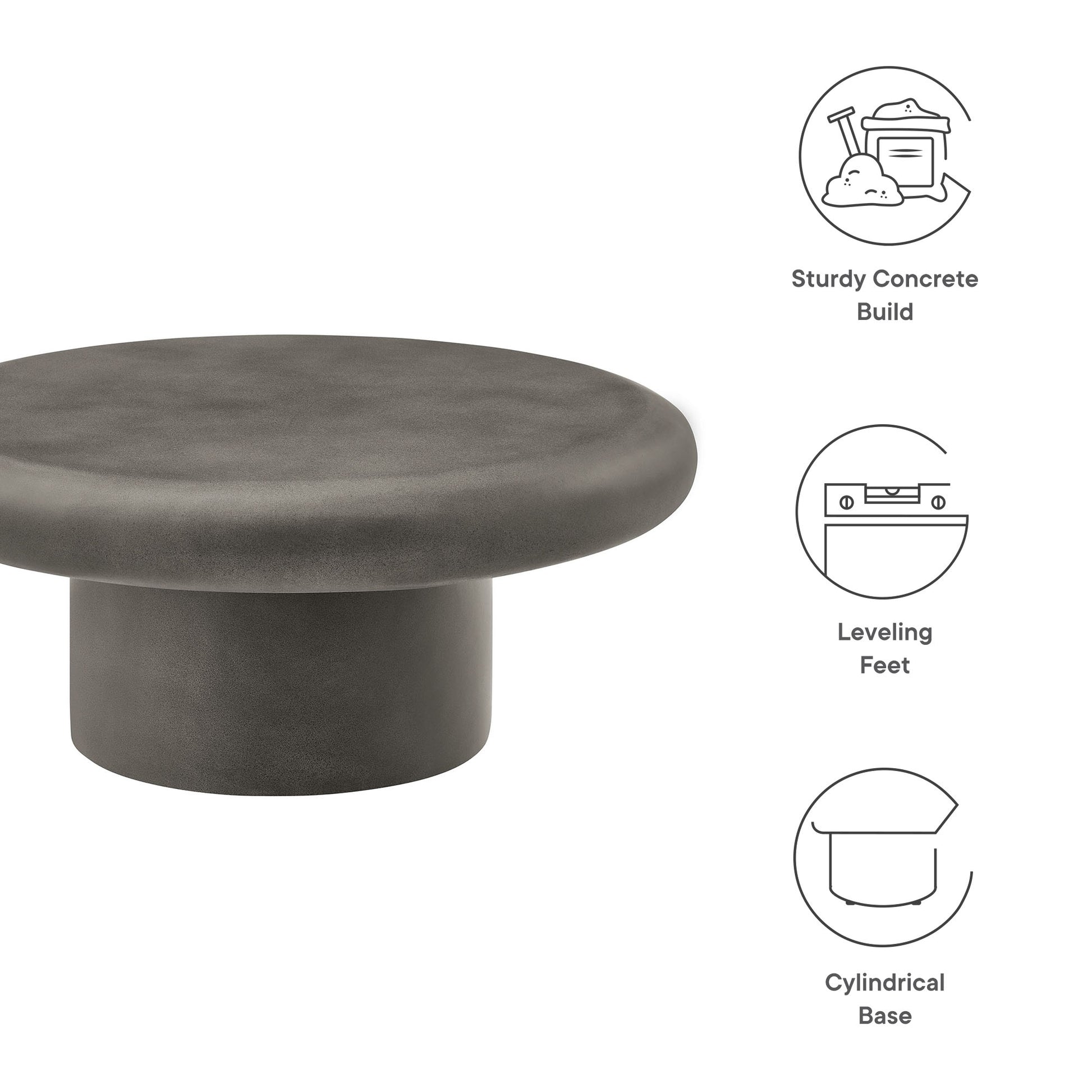 Argos Indoor - Outdoor Patio Concrete Round Coffee Table by Modway - Best Buy Furniture