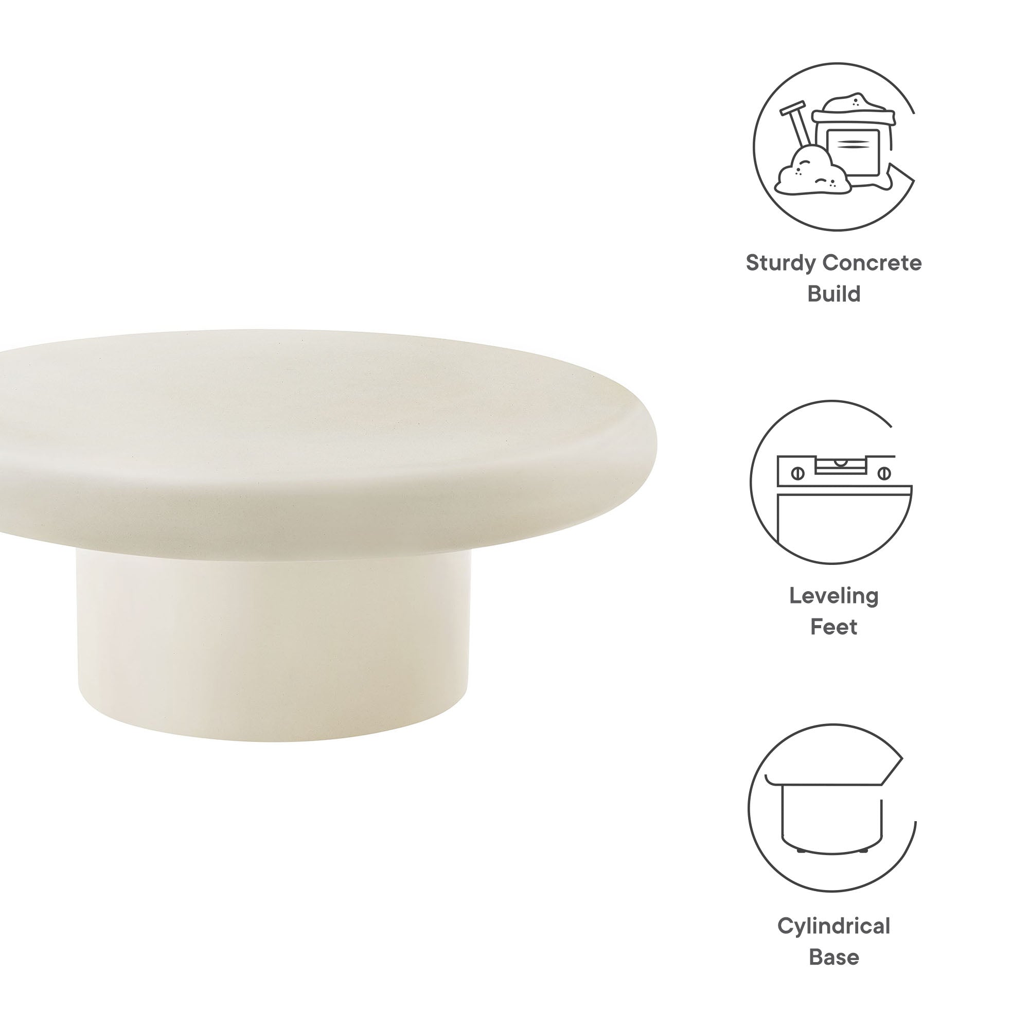 Argos Indoor - Outdoor Patio Concrete Round Coffee Table by Modway - Best Buy Furniture