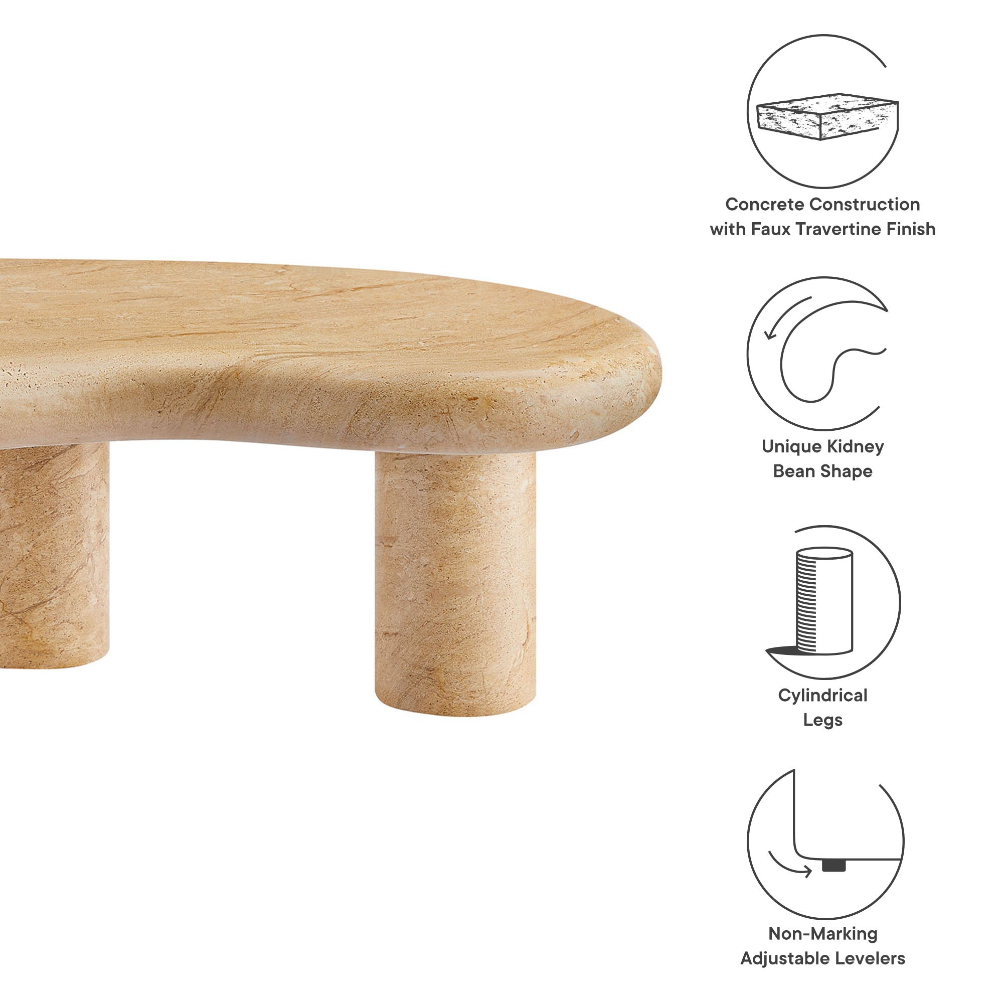 Elowen Indoor - Outdoor Patio Textured Faux Travertine Coffee Table by Modway - Best Buy Furniture