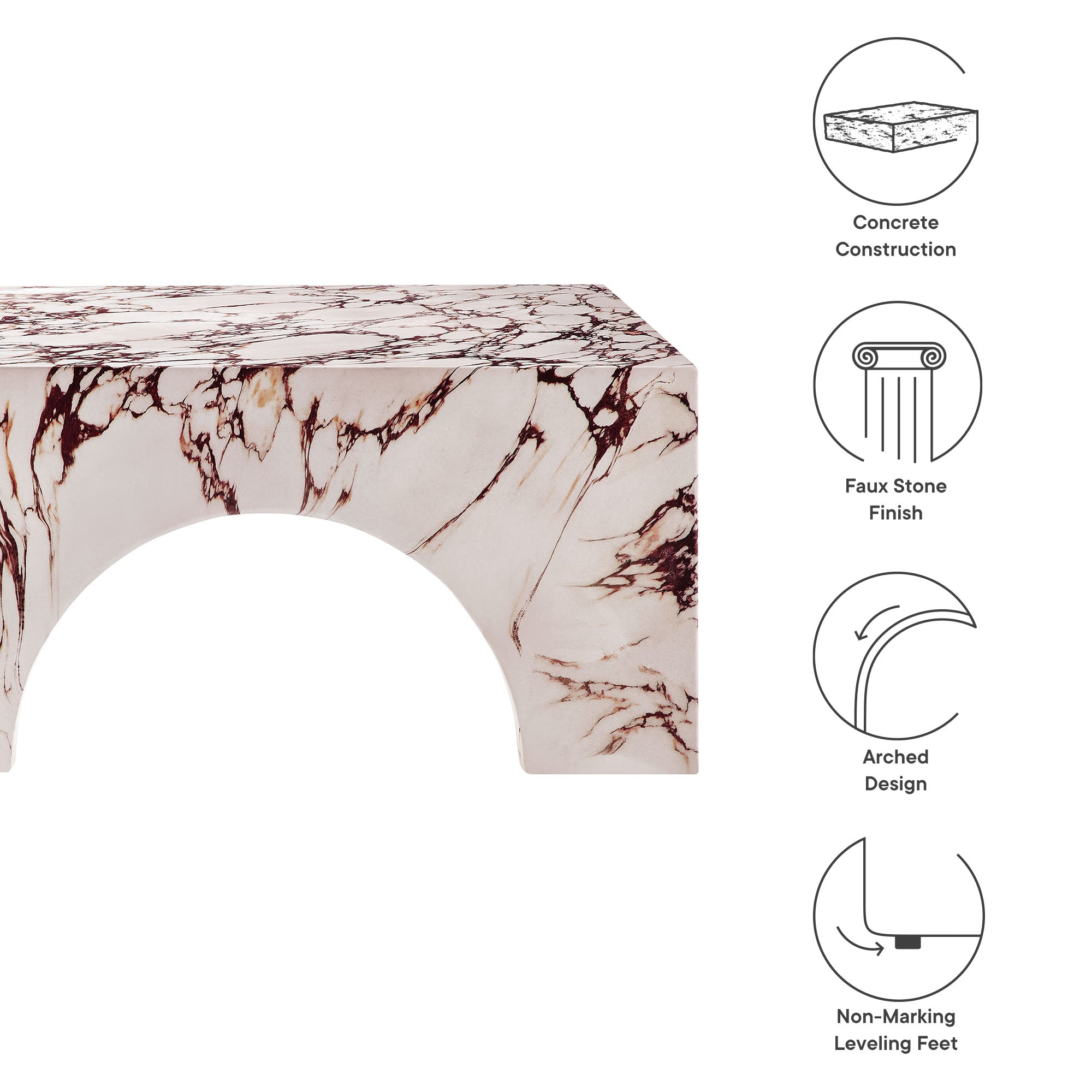 Valen Indoor - Outdoor Patio Arched Concrete Coffee Table by Modway - Best Buy Furniture