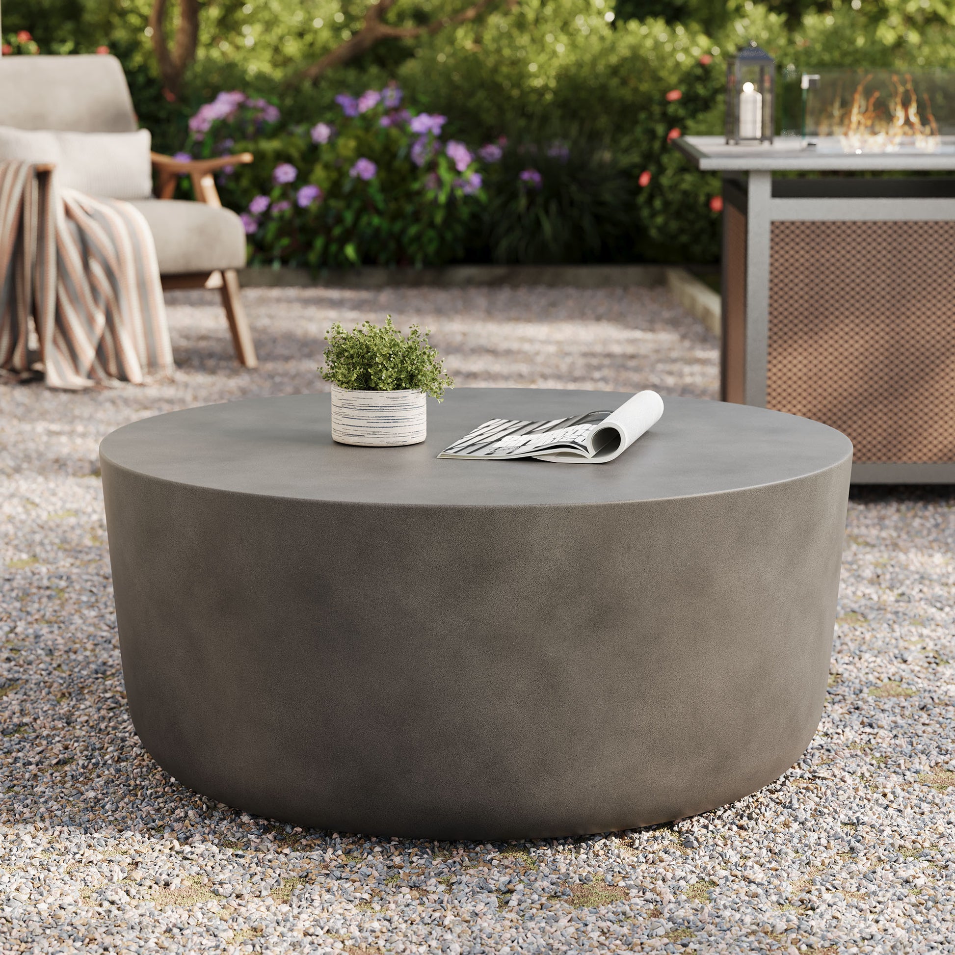 Brion Round Indoor - Outdoor Patio Concrete Coffee Table by Modway - Best Buy Furniture
